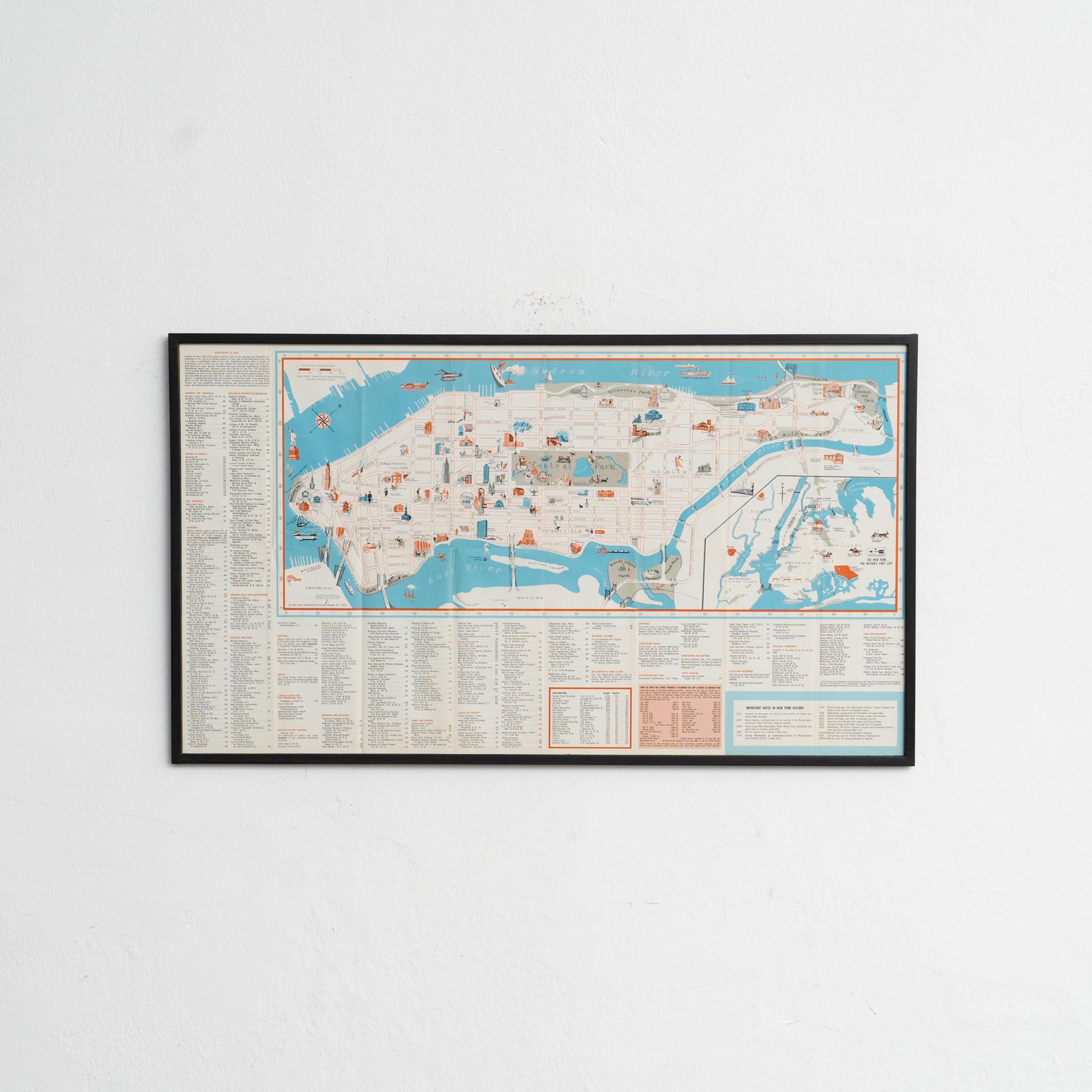 Map von New York aus der Mitte des Jahrhunderts, gerahmt in schwarz lackiertem Holz

Wunderschöne, gedruckte Karte von New York aus der Mitte des Jahrhunderts, die das ikonische Raster und die urbane Struktur der Stadt mit Vintage-Charme und