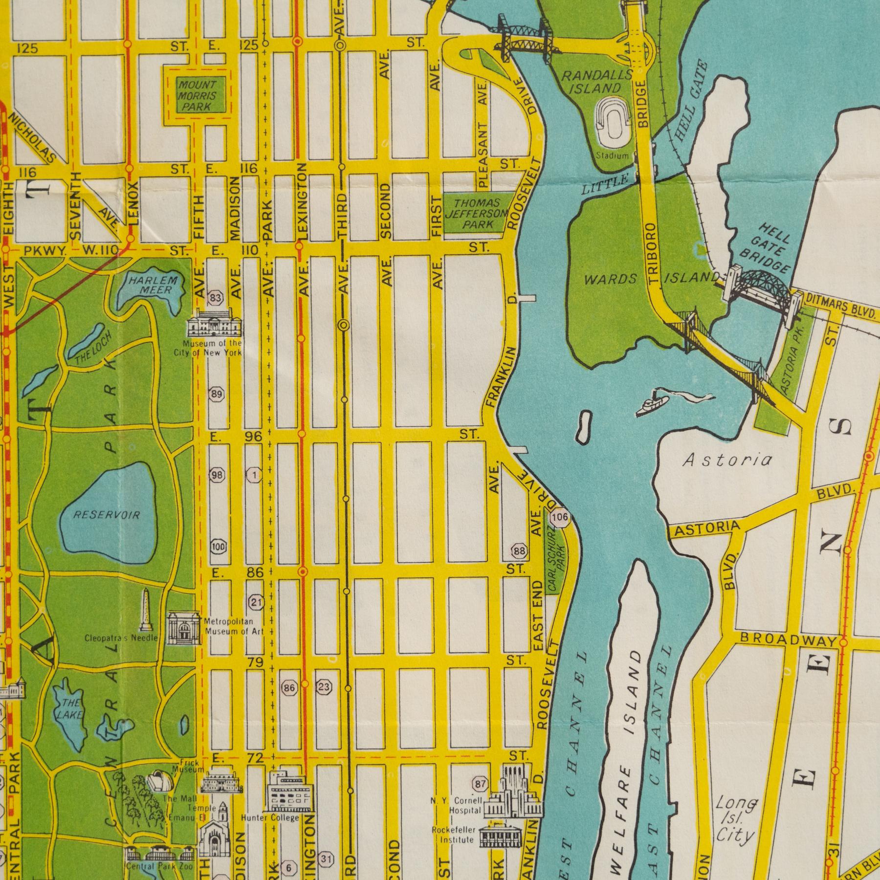 Mid-Century Map of New York, Framed in Black Lacquered Wood For Sale 2