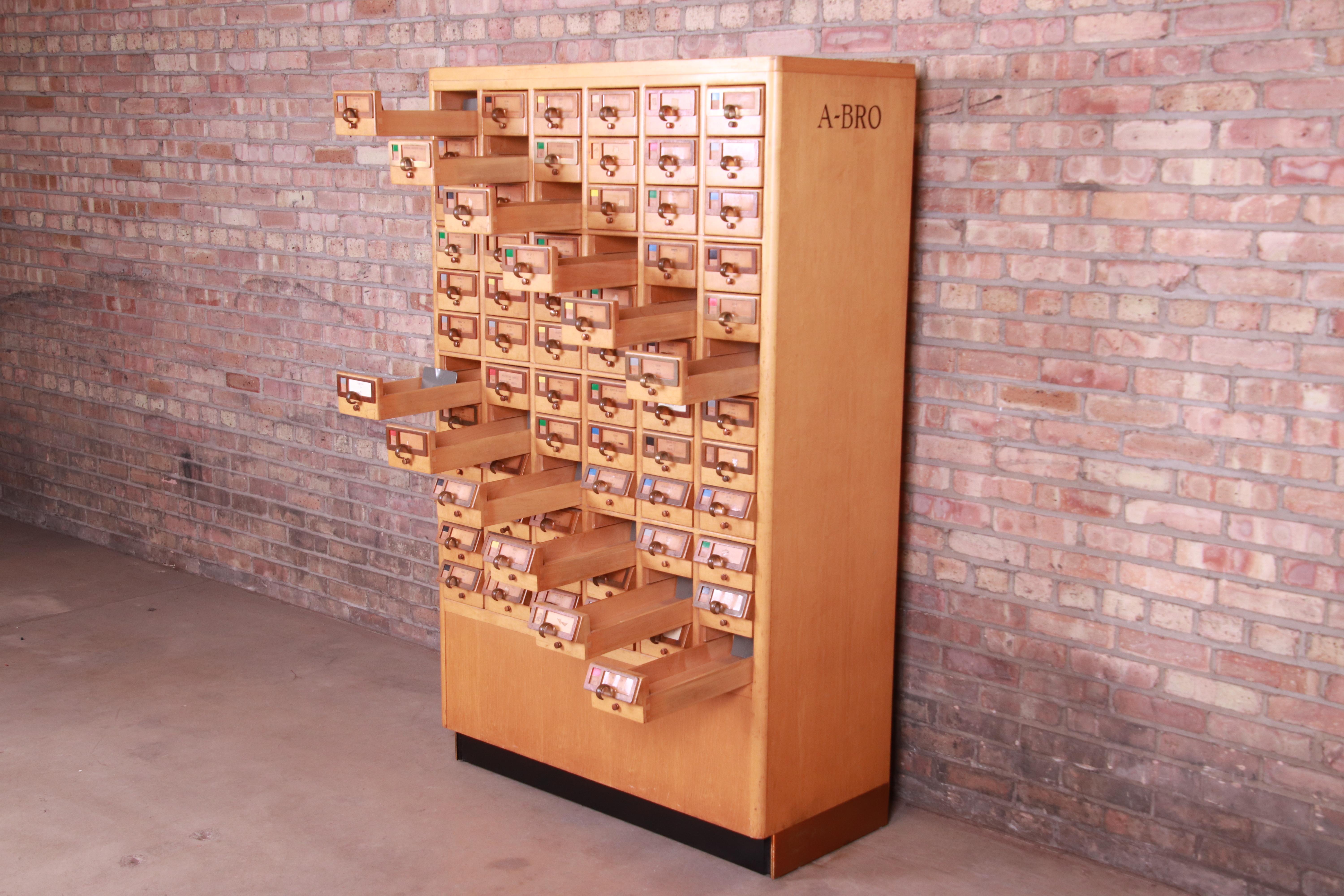 Midcentury Maple 72-Drawer Library Card Catalog Cabinet, circa 1940s 2