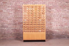 Midcentury Maple 72-Drawer Library Card Catalog Cabinet, circa 1940s