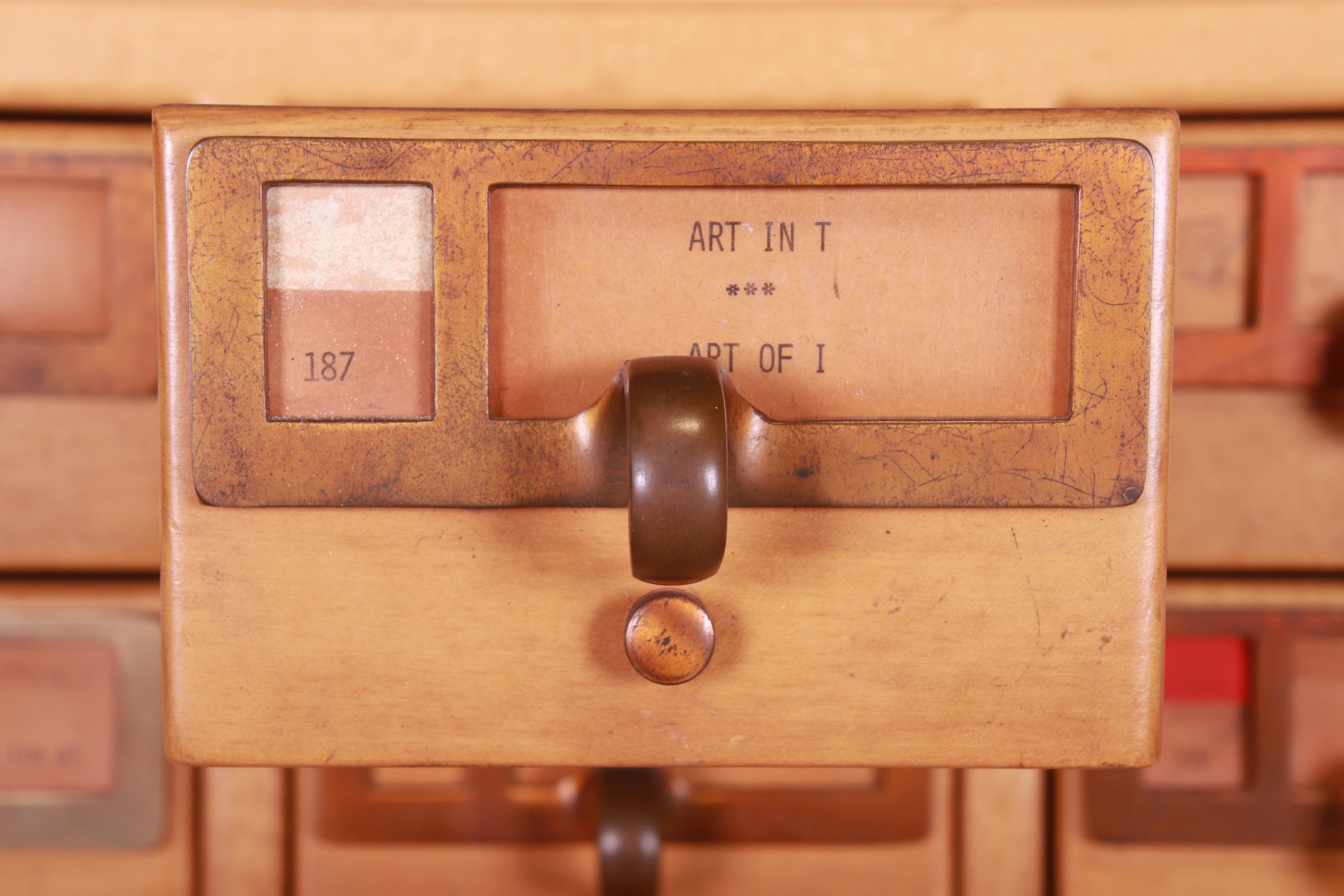 20th Century Midcentury Maple 72-Drawer Library Card Catalog Cabinet, circa 1940s