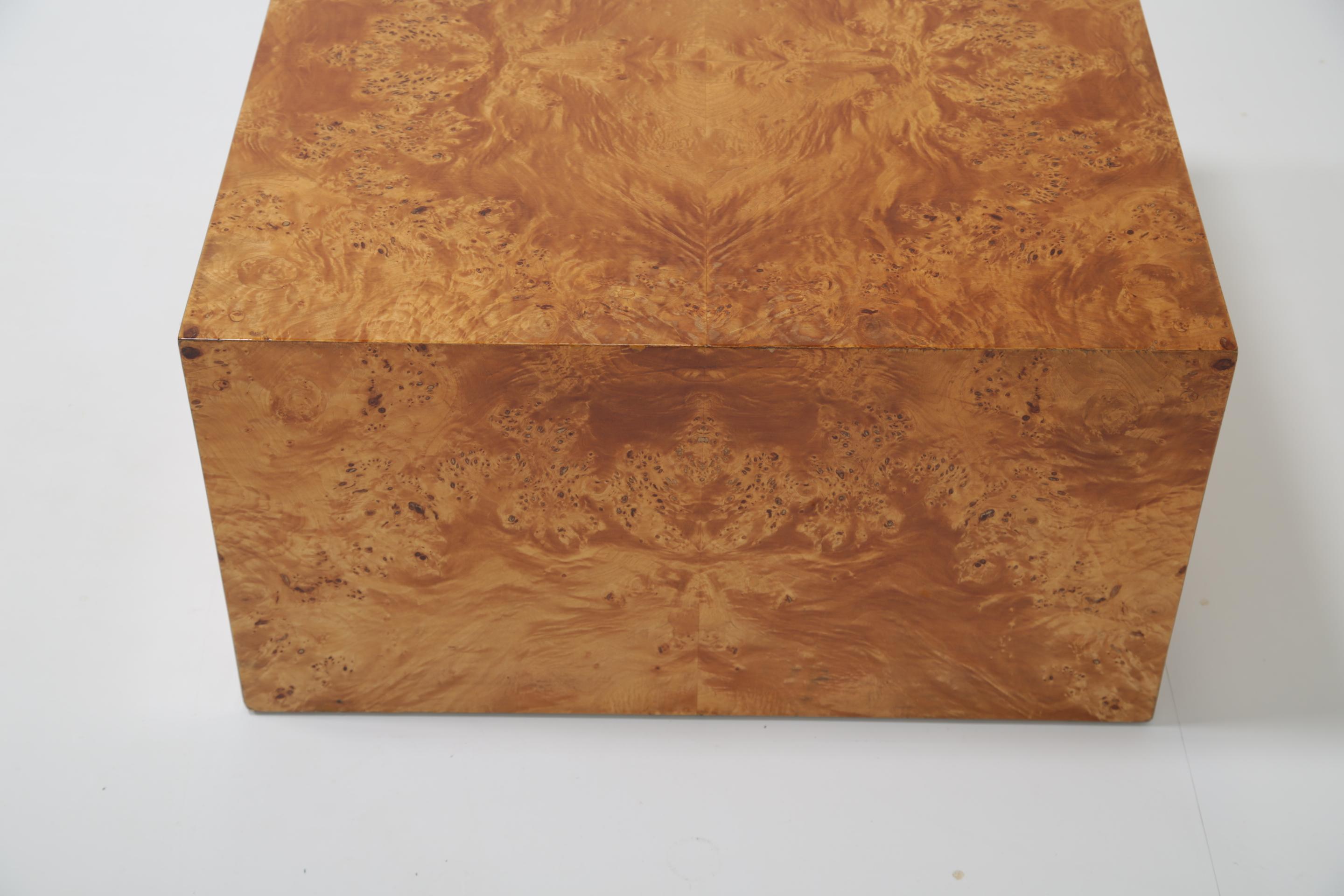 Mid-Century Maple Burl Cube Coffee Table by Paul Mayen for Habitat Intl., 1970s For Sale 3