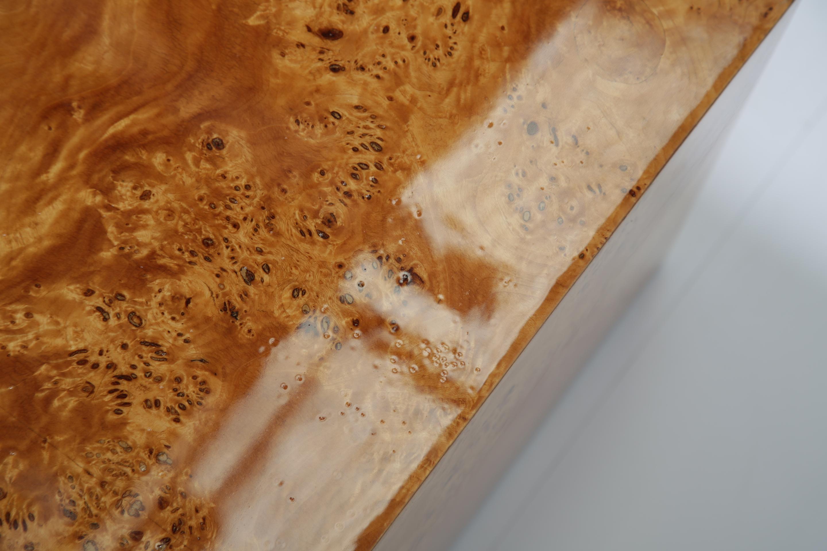Mid-Century Maple Burl Cube Coffee Table by Paul Mayen for Habitat Intl., 1970s For Sale 4