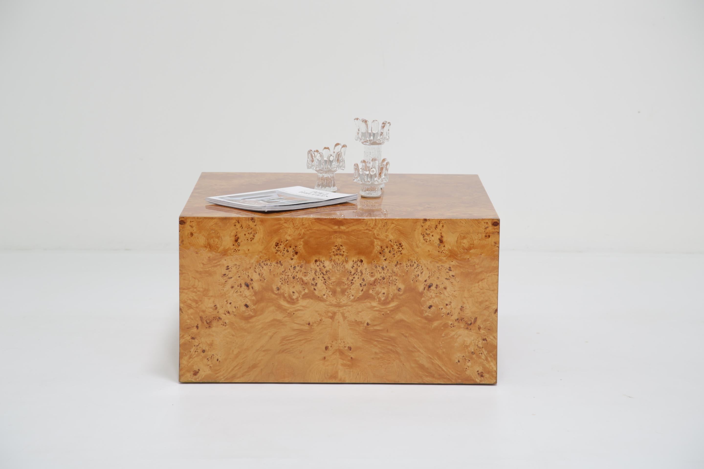 Mid-Century Maple Burl Cube Coffee Table by Paul Mayen for Habitat Intl., 1970s For Sale 5