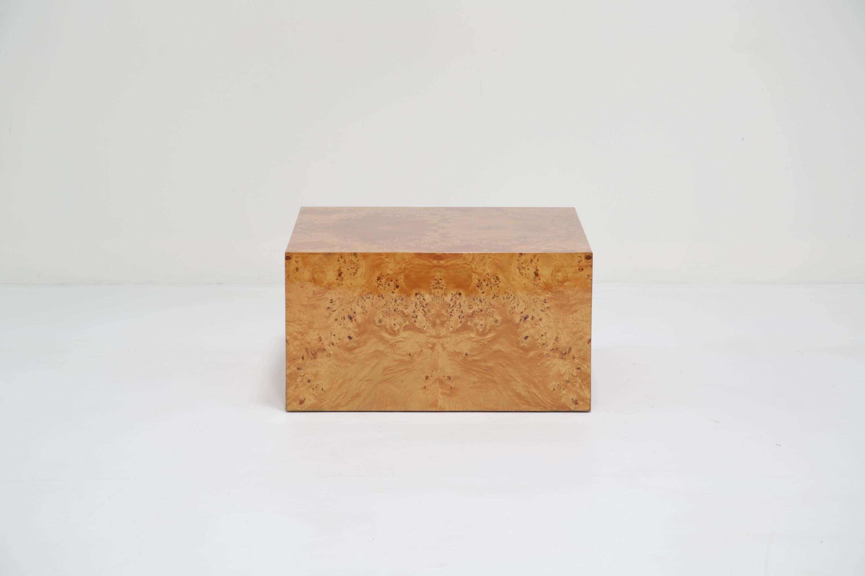 Mid-Century Modern Mid-Century Maple Burl Cube Coffee Table by Paul Mayen for Habitat Intl., 1970s For Sale