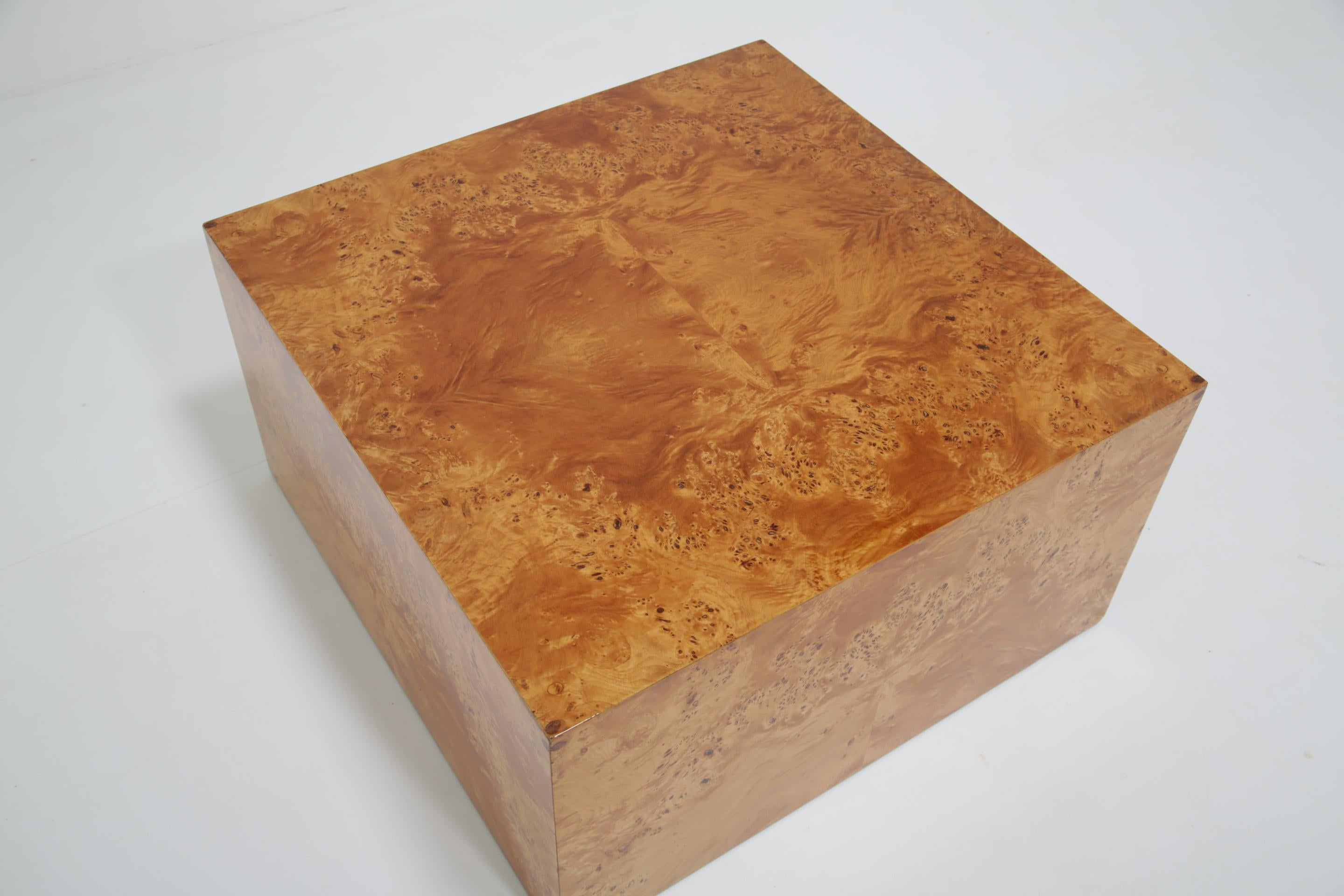 20th Century Mid-Century Maple Burl Cube Coffee Table by Paul Mayen for Habitat Intl., 1970s For Sale