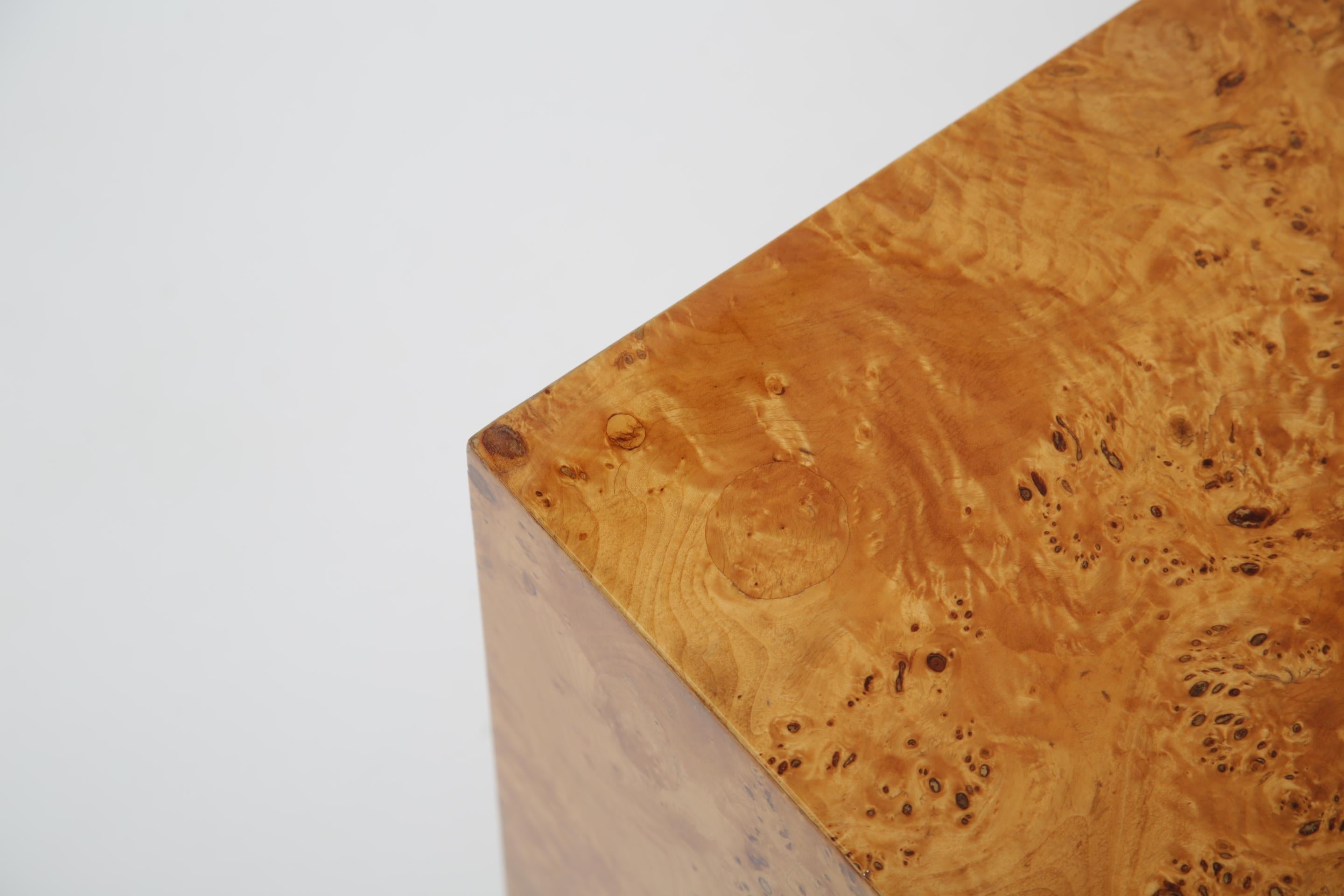 Mid-Century Maple Burl Cube Coffee Table by Paul Mayen for Habitat Intl., 1970s For Sale 1