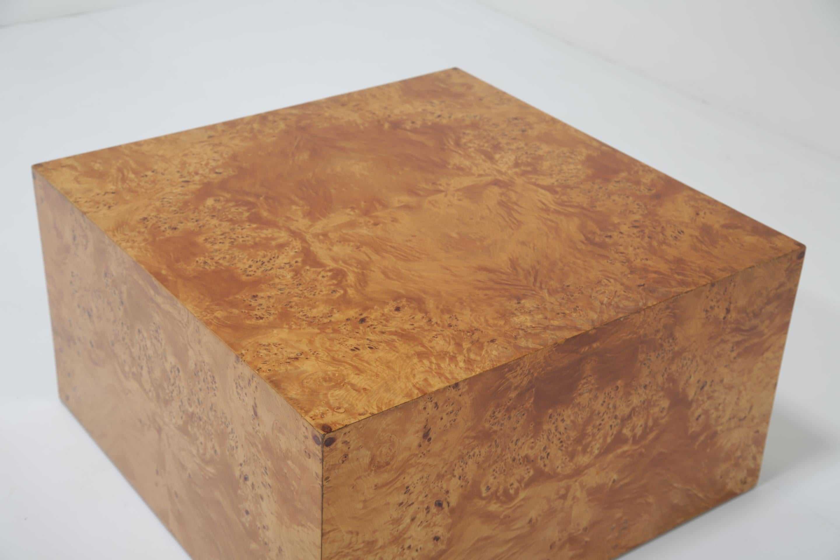 Mid-Century Maple Burl Cube Coffee Table by Paul Mayen for Habitat Intl., 1970s For Sale 2