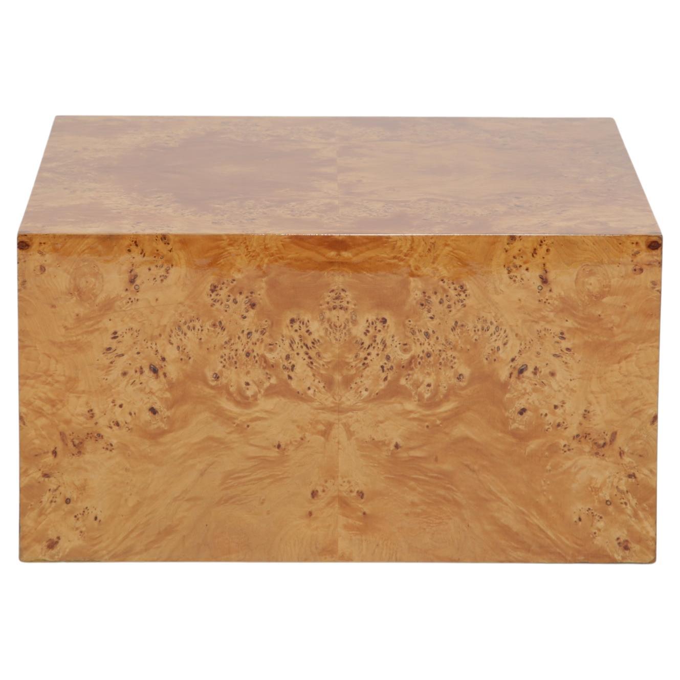 Mid-Century Maple Burl Cube Coffee Table by Paul Mayen for Habitat Intl., 1970s For Sale