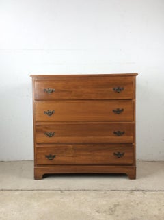 Mid Century Maple Chest of Four Drawers with Small Mirror