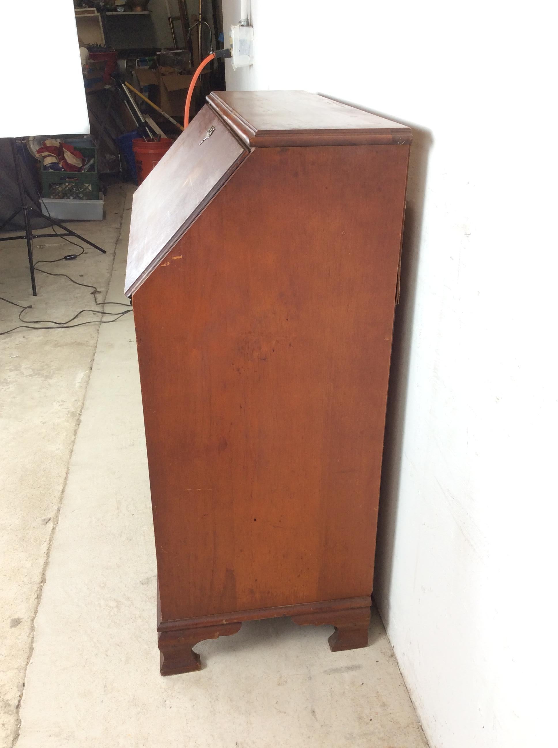 Mid Century Maple Drop Front Secretary Writing Desk im Angebot 7