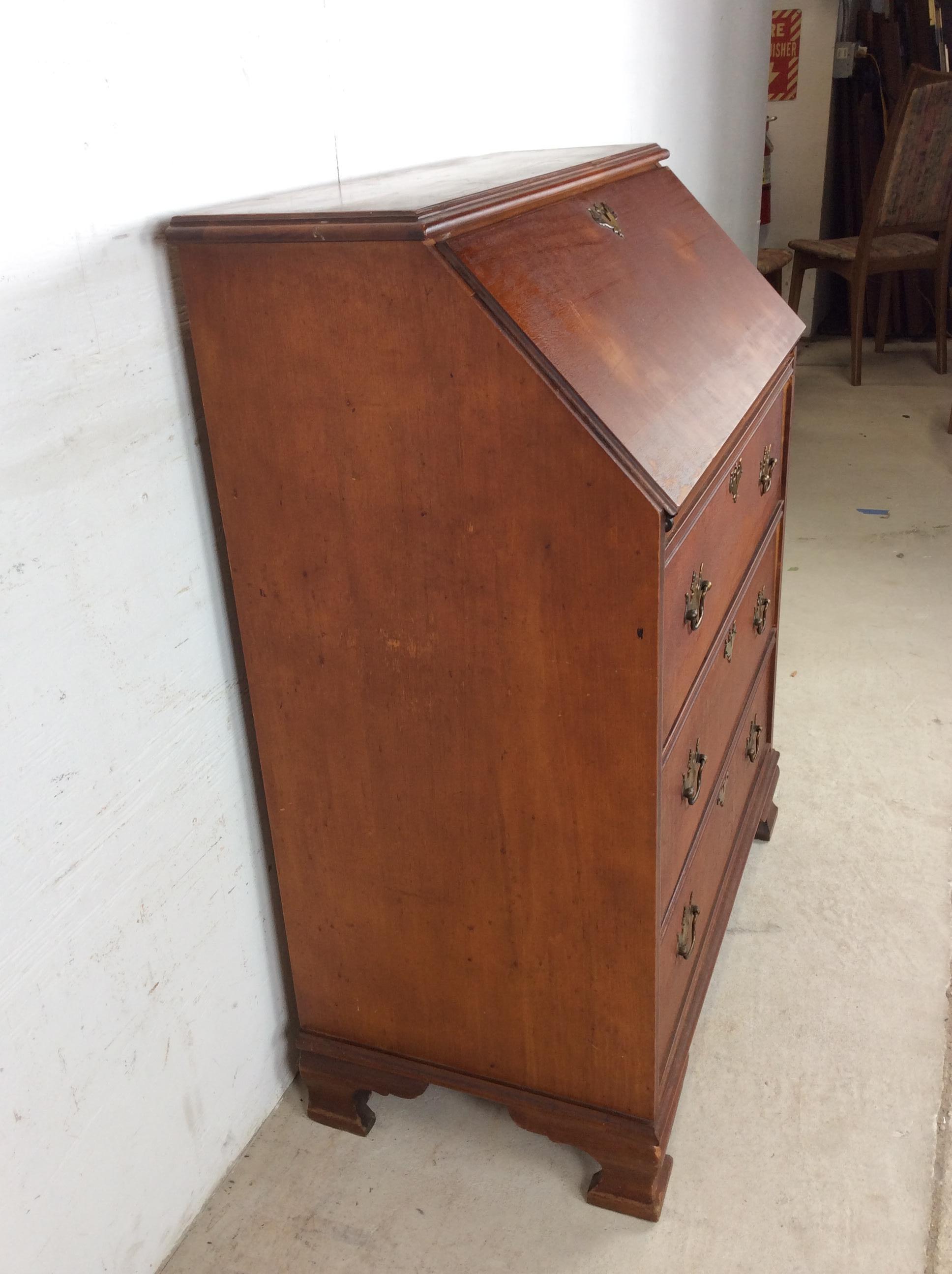 Mid Century Maple Drop Front Secretary Writing Desk im Angebot 10