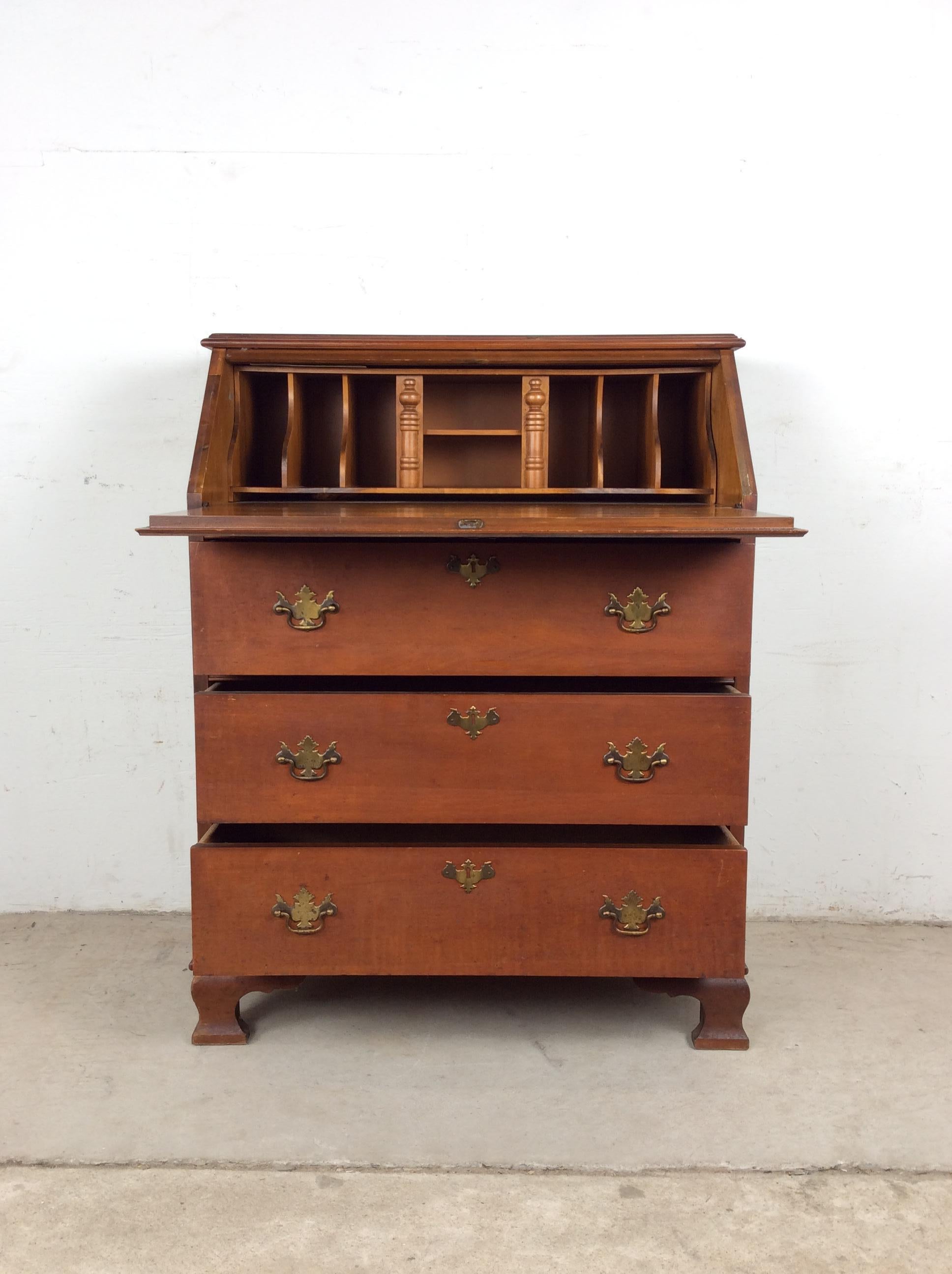 Mid Century Maple Drop Front Secretary Writing Desk im Angebot 1