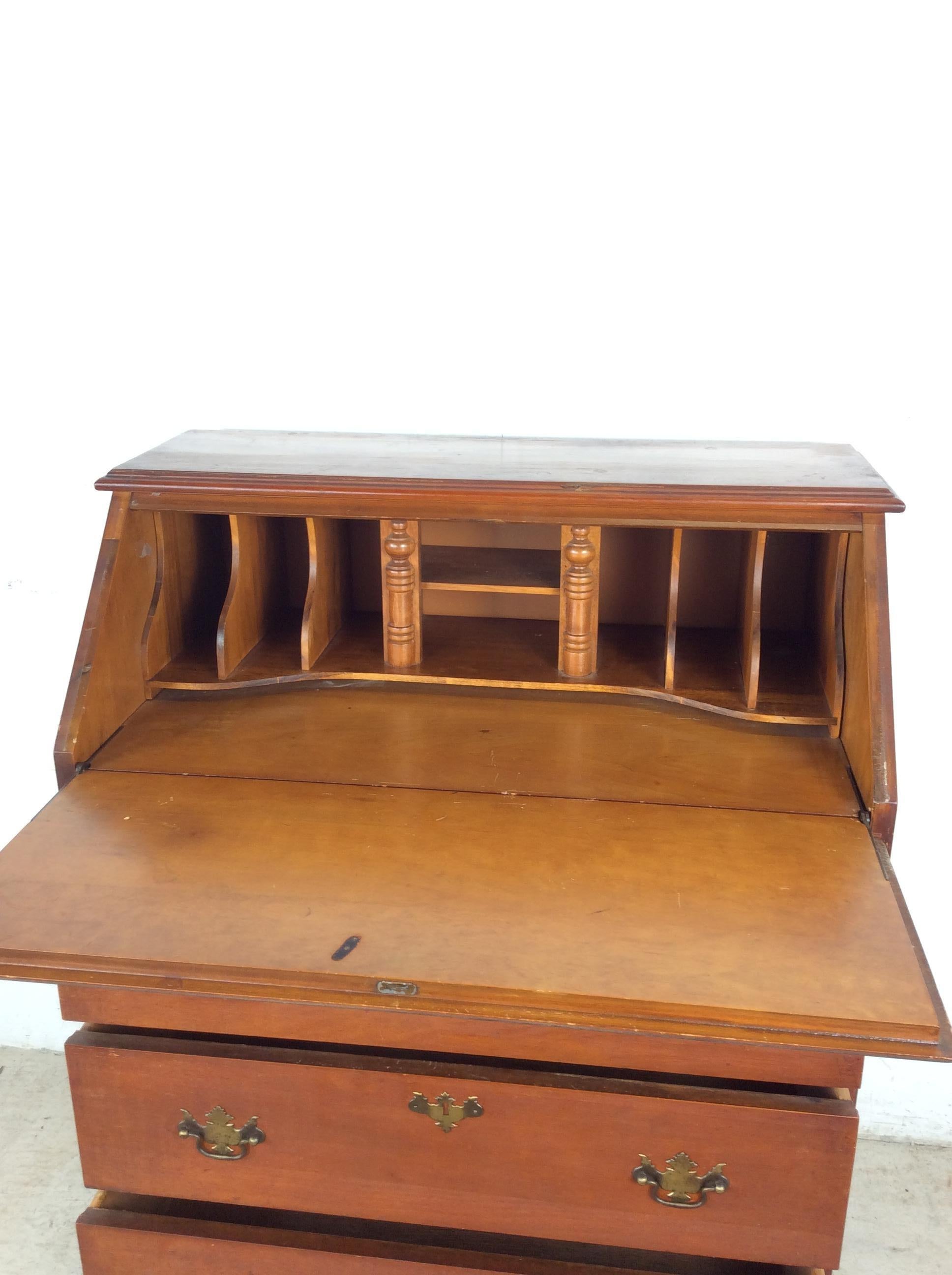 Mid Century Maple Drop Front Secretary Writing Desk im Angebot 2