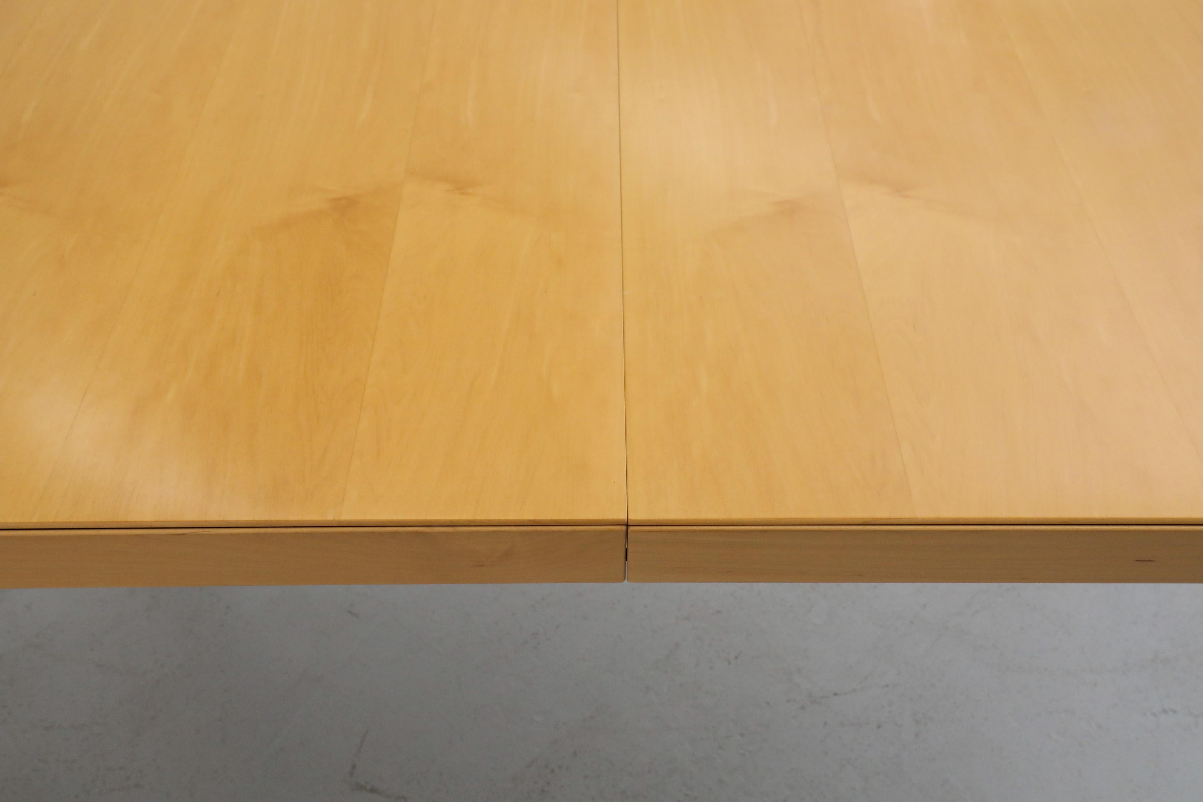 Mid-Century Maple Extendable Dining Table or Desk with Two Leaves 6