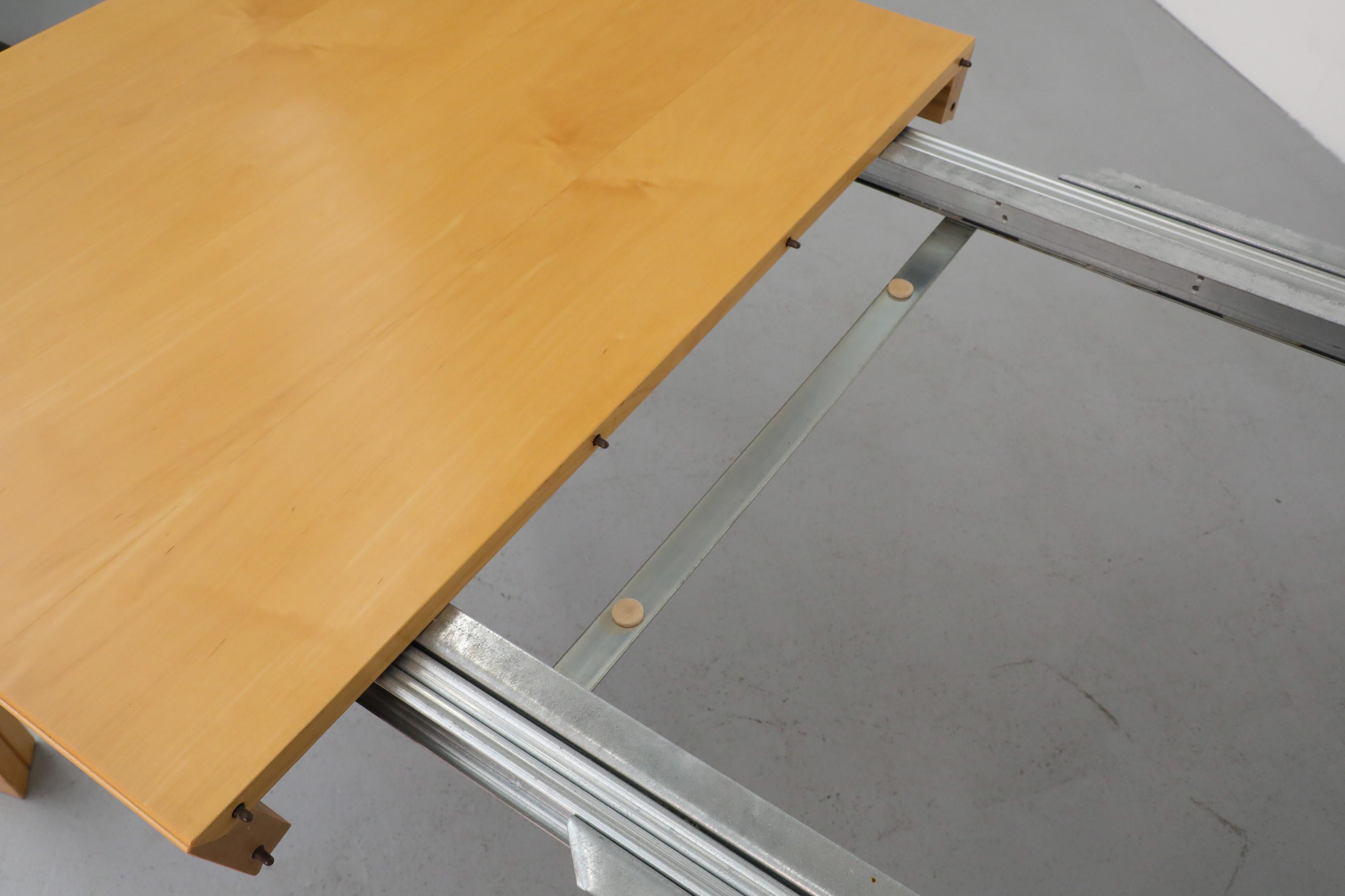 Mid-Century Maple Extendable Dining Table or Desk with Two Leaves 11