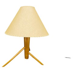 Mid Century Maple Table Lamp Tripod Base ULUV Style, 1960s