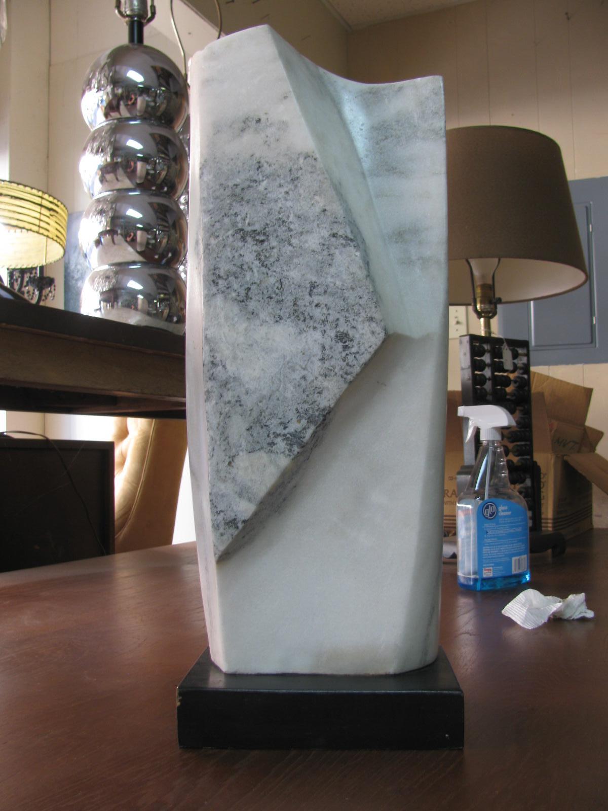 Modern Mid Century Marble Abstract Sculpture On Wood Plinth