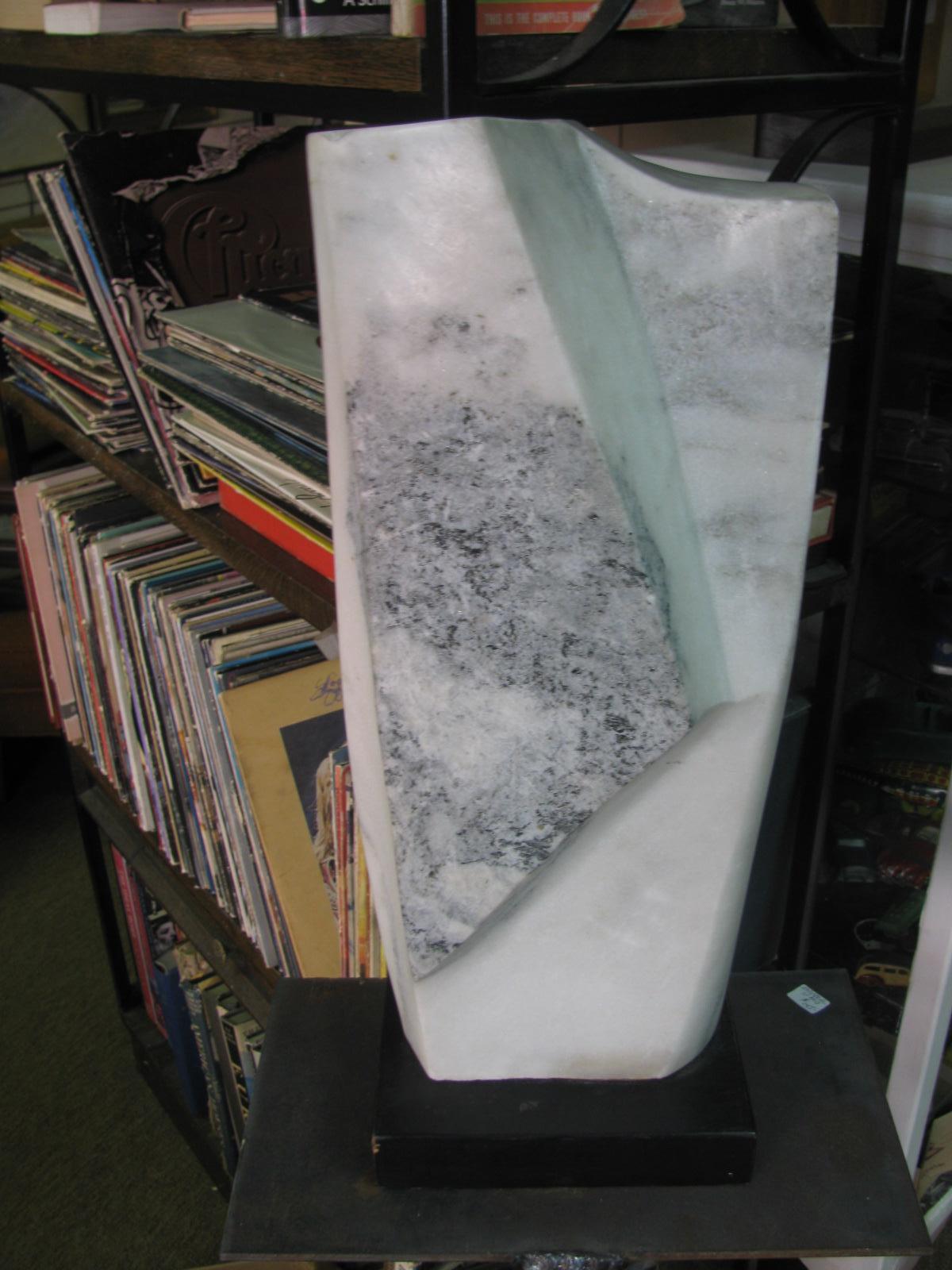 American Mid Century Marble Abstract Sculpture On Wood Plinth