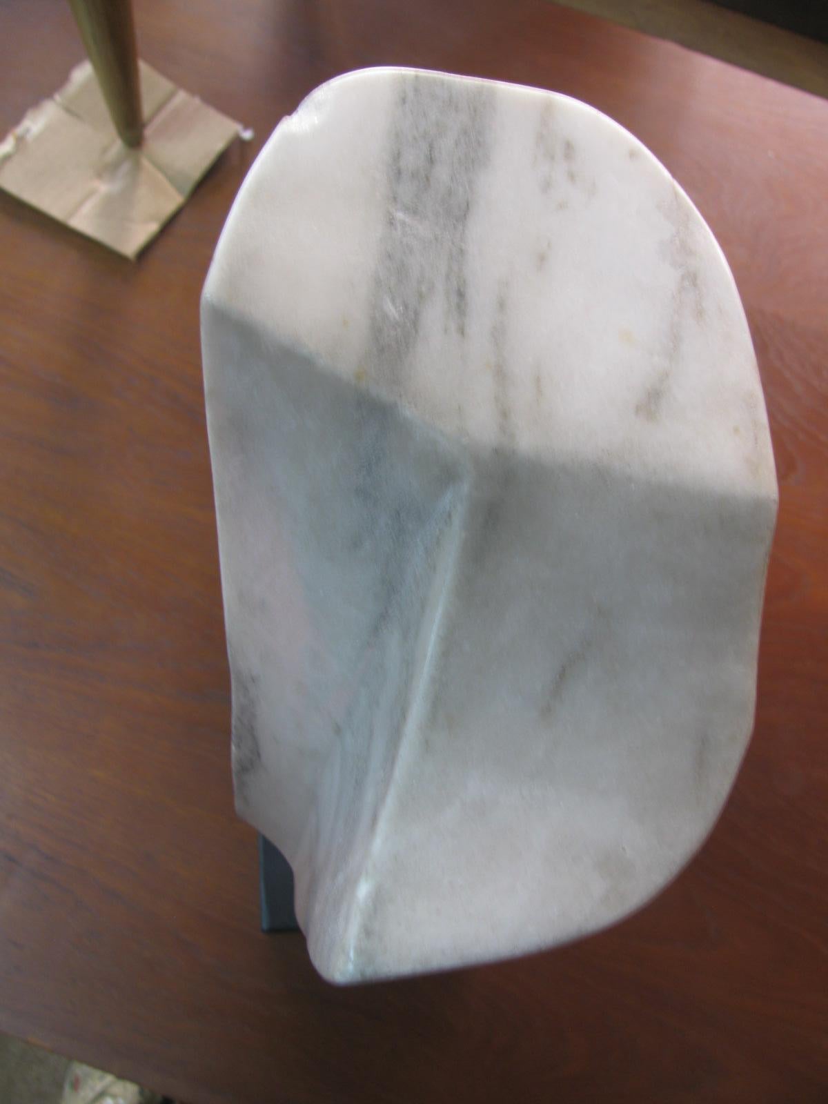Mid Century Marble Abstract Sculpture On Wood Plinth 1