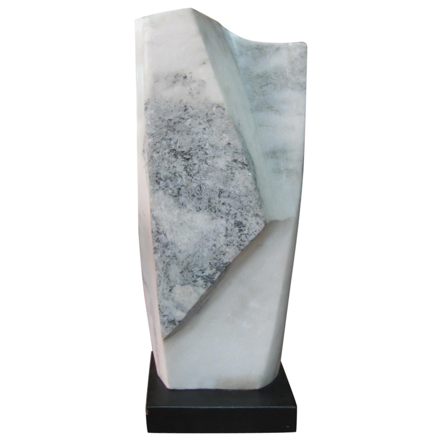Mid Century Marble Abstract Sculpture On Wood Plinth