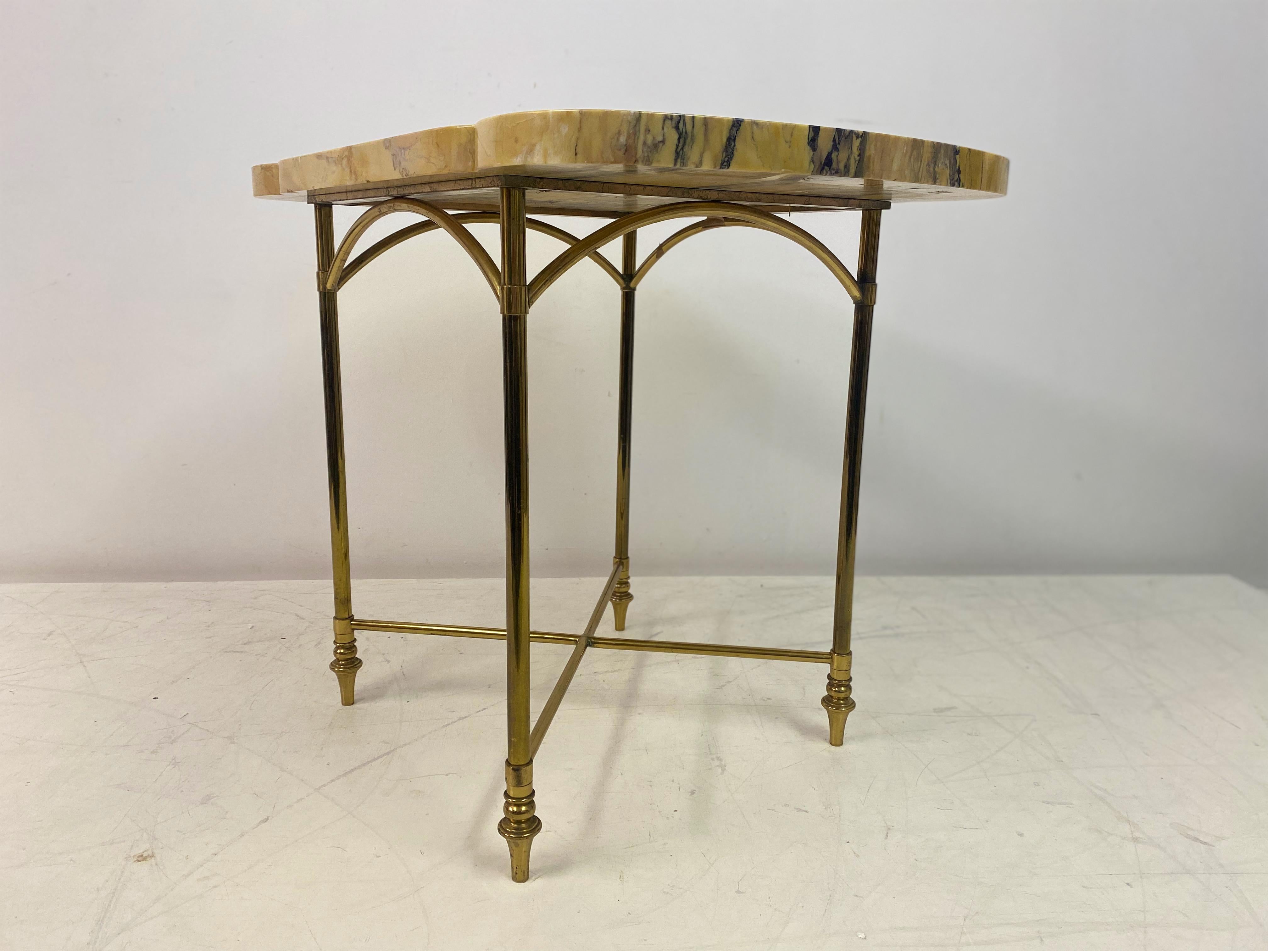 Mid Century Marble And Brass Chess Games Table For Sale 4
