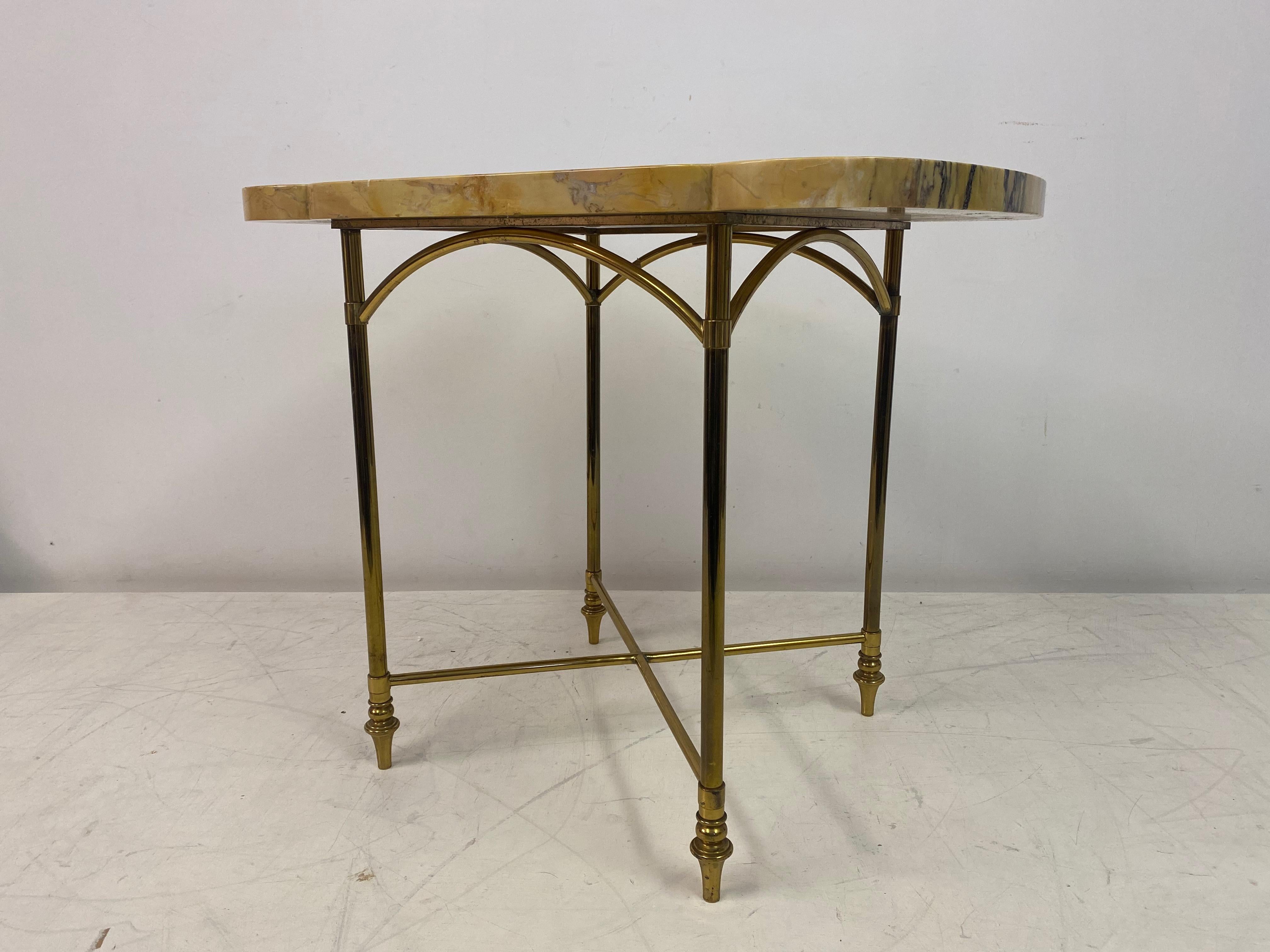 Mid Century Marble And Brass Chess Games Table For Sale 5