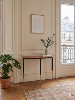 Mid-century marble and brass console table, Italy, 1950s