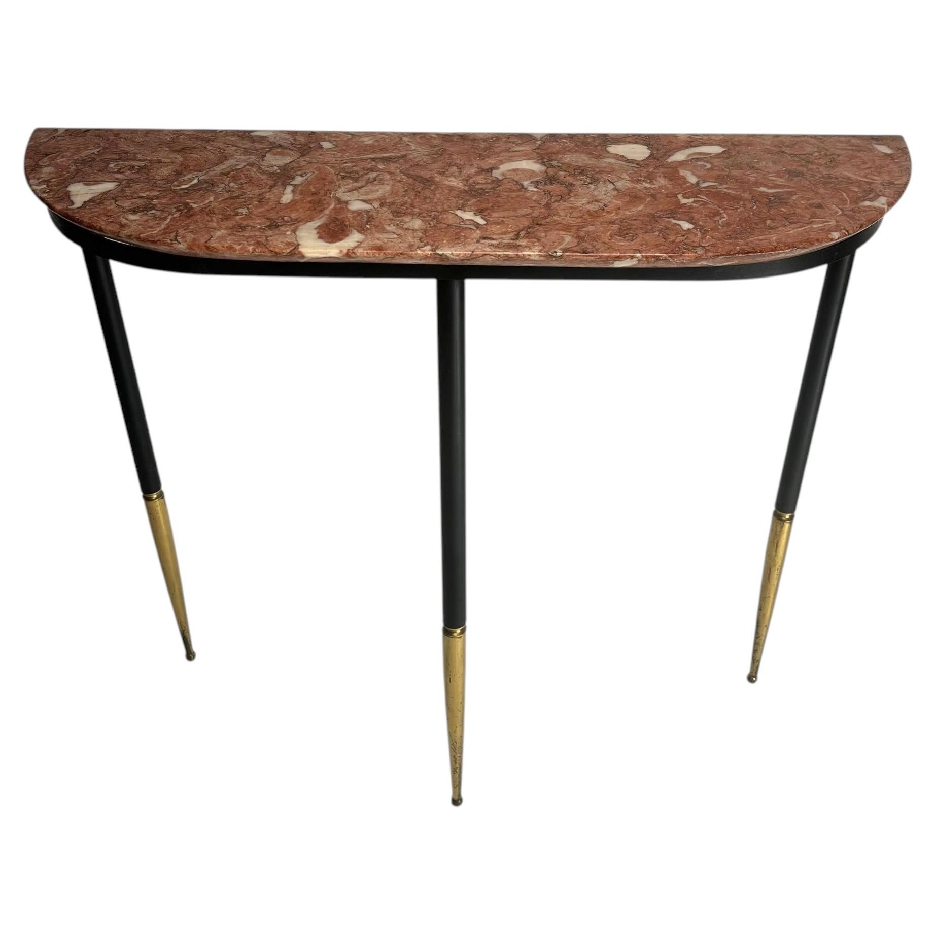 Console en marbre et laiton du milieu du siècle, Italie, années 1950