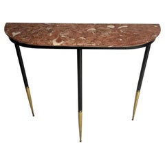 Mid-century marble and brass console table, Italy, 1950s