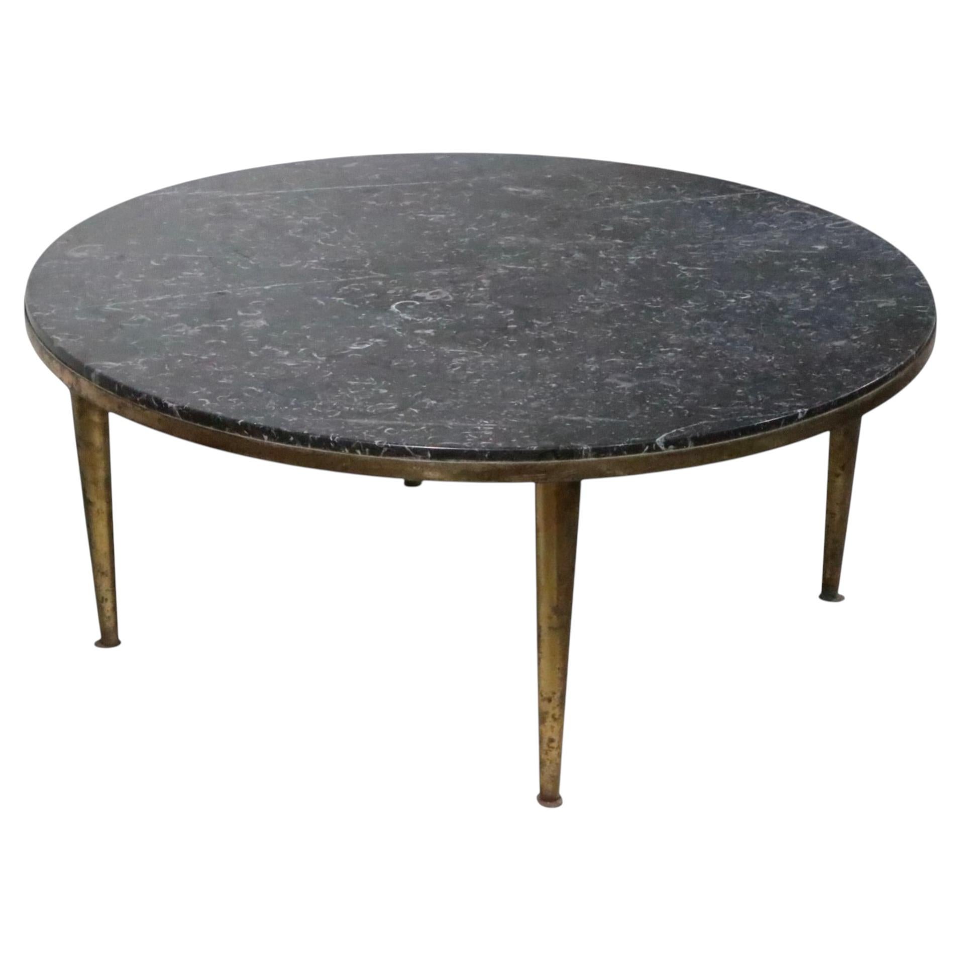 Mid Century Marble and Glass Coffee Cocktail Table