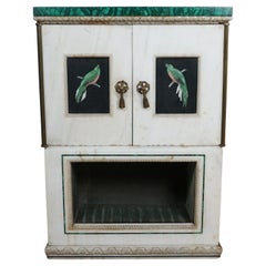 Mid-Century Marble and Malachite Safe Cabinet