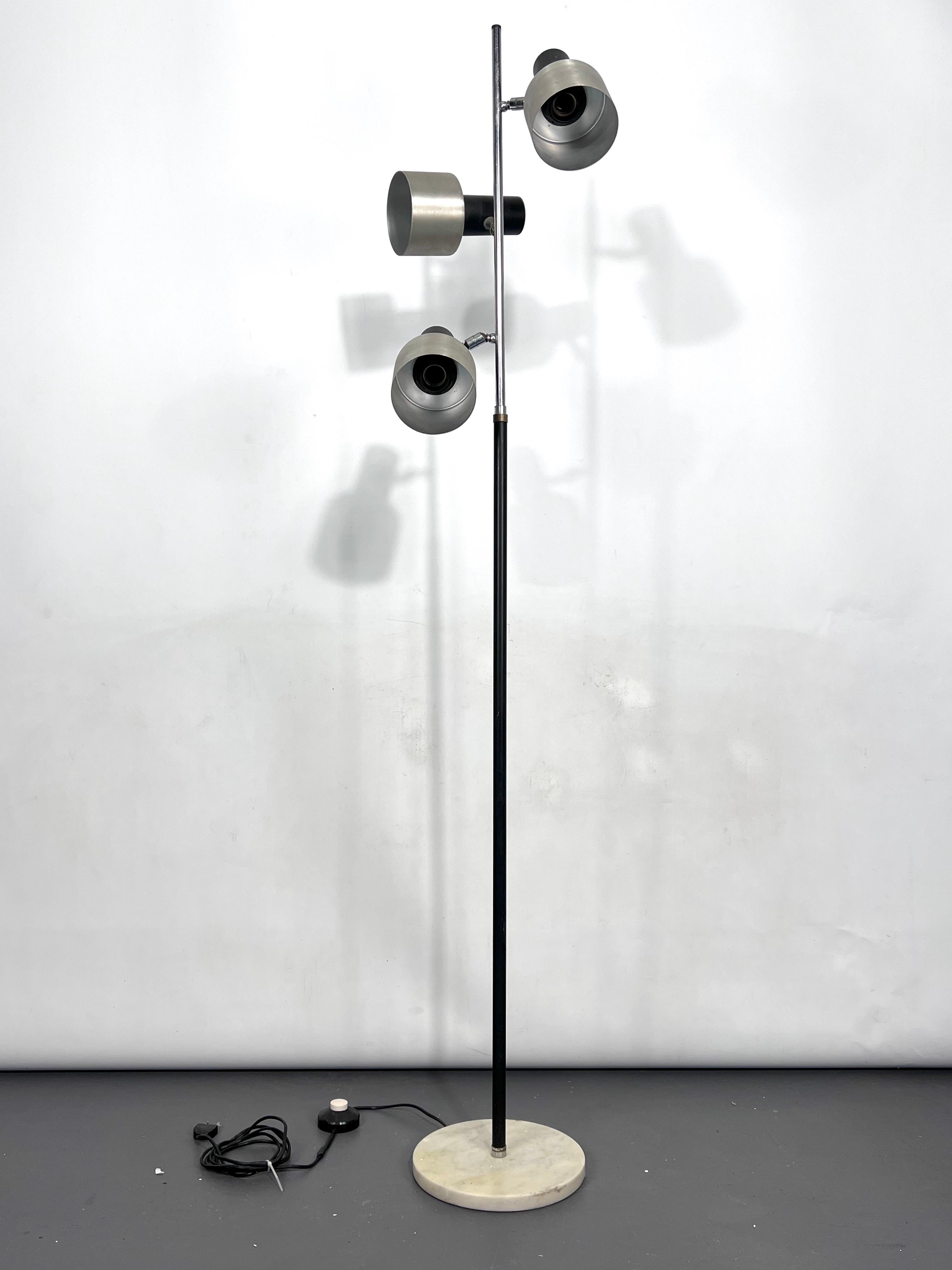 Mid-Century Modern Mid-Century Marble and Metal Three Arms Floor Lamp, Italy, 1960s For Sale