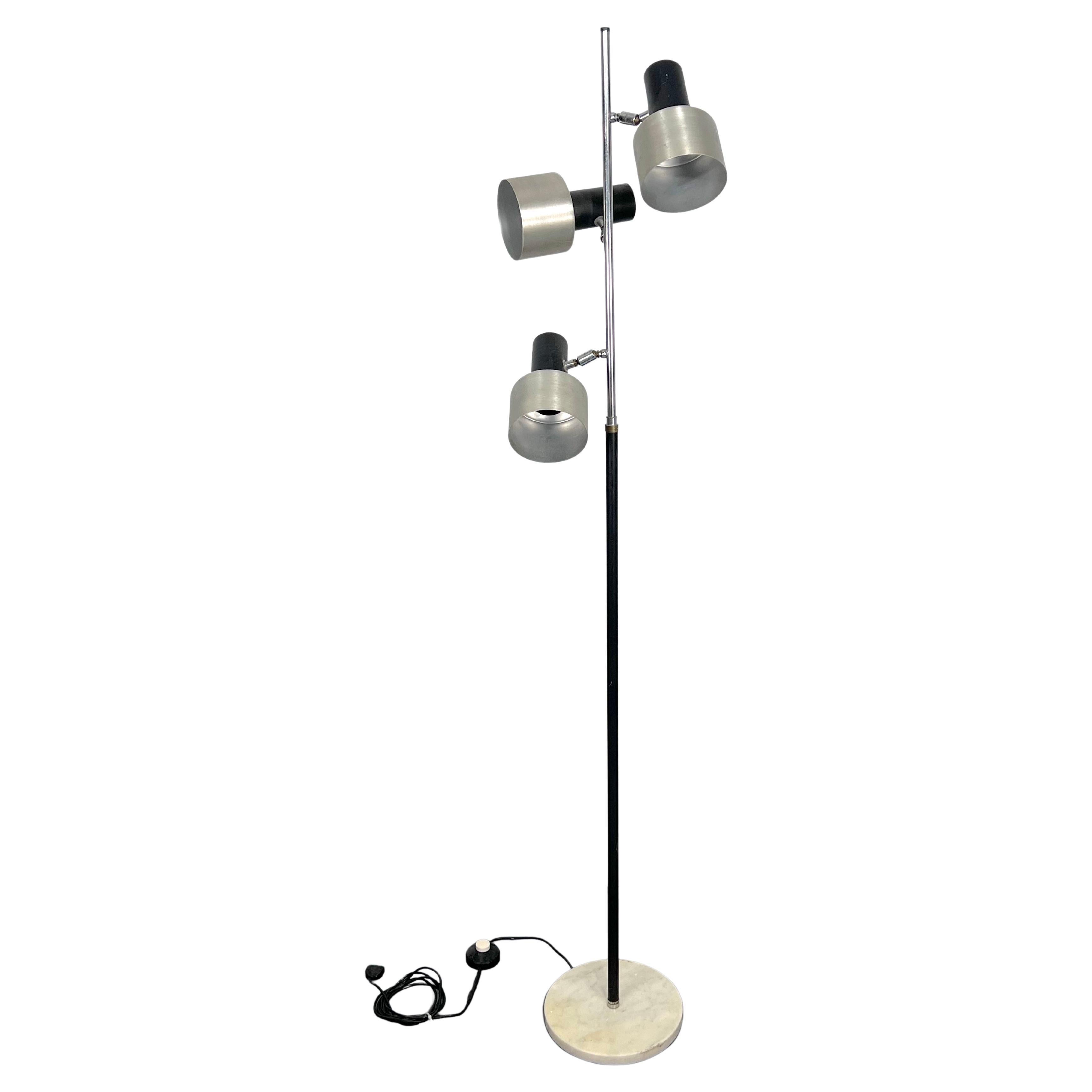 Mid-Century Marble and Metal Three Arms Floor Lamp, Italy, 1960s For Sale