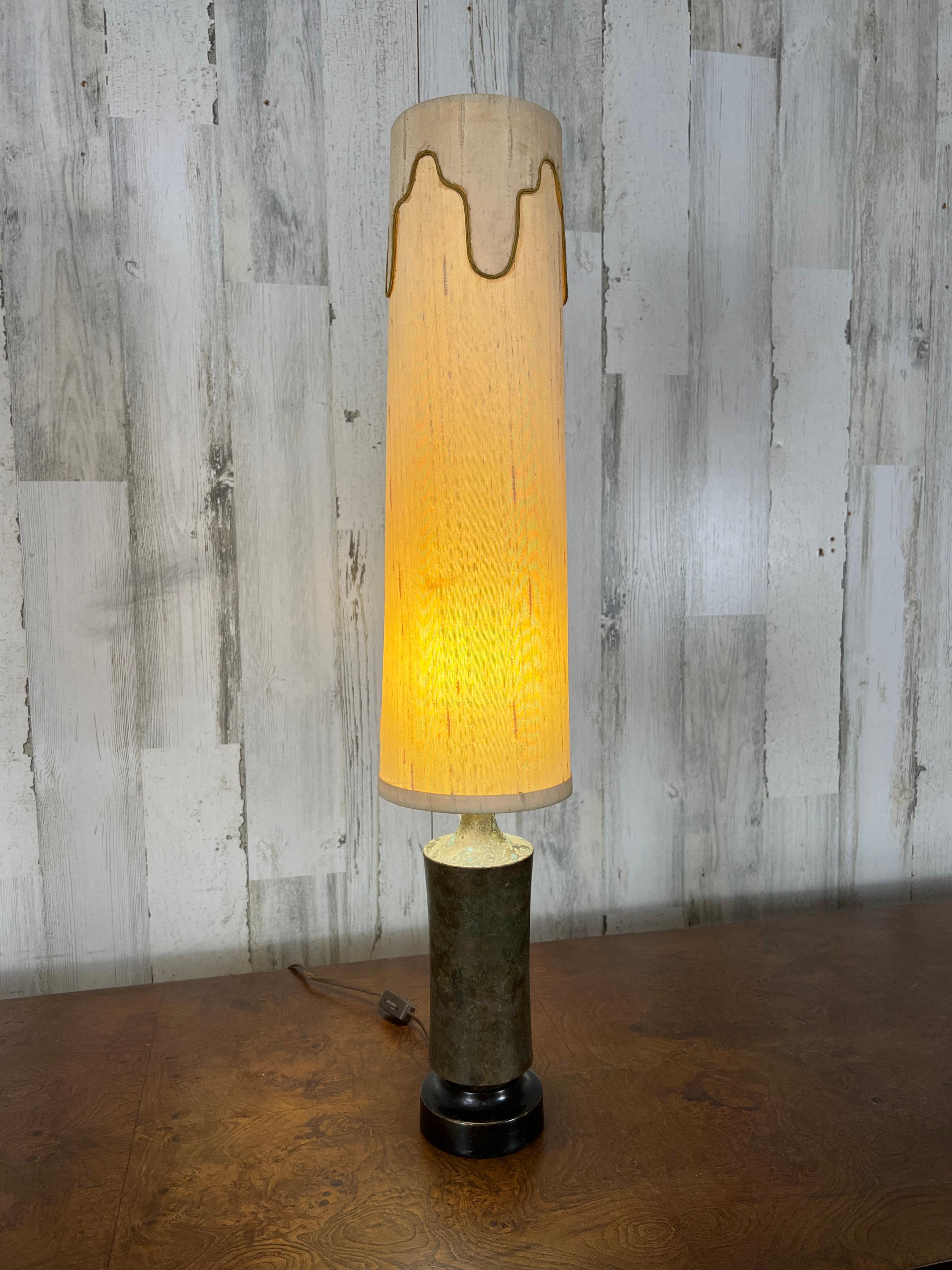 Mid-Century Marble and Wood Table Lamp For Sale 6