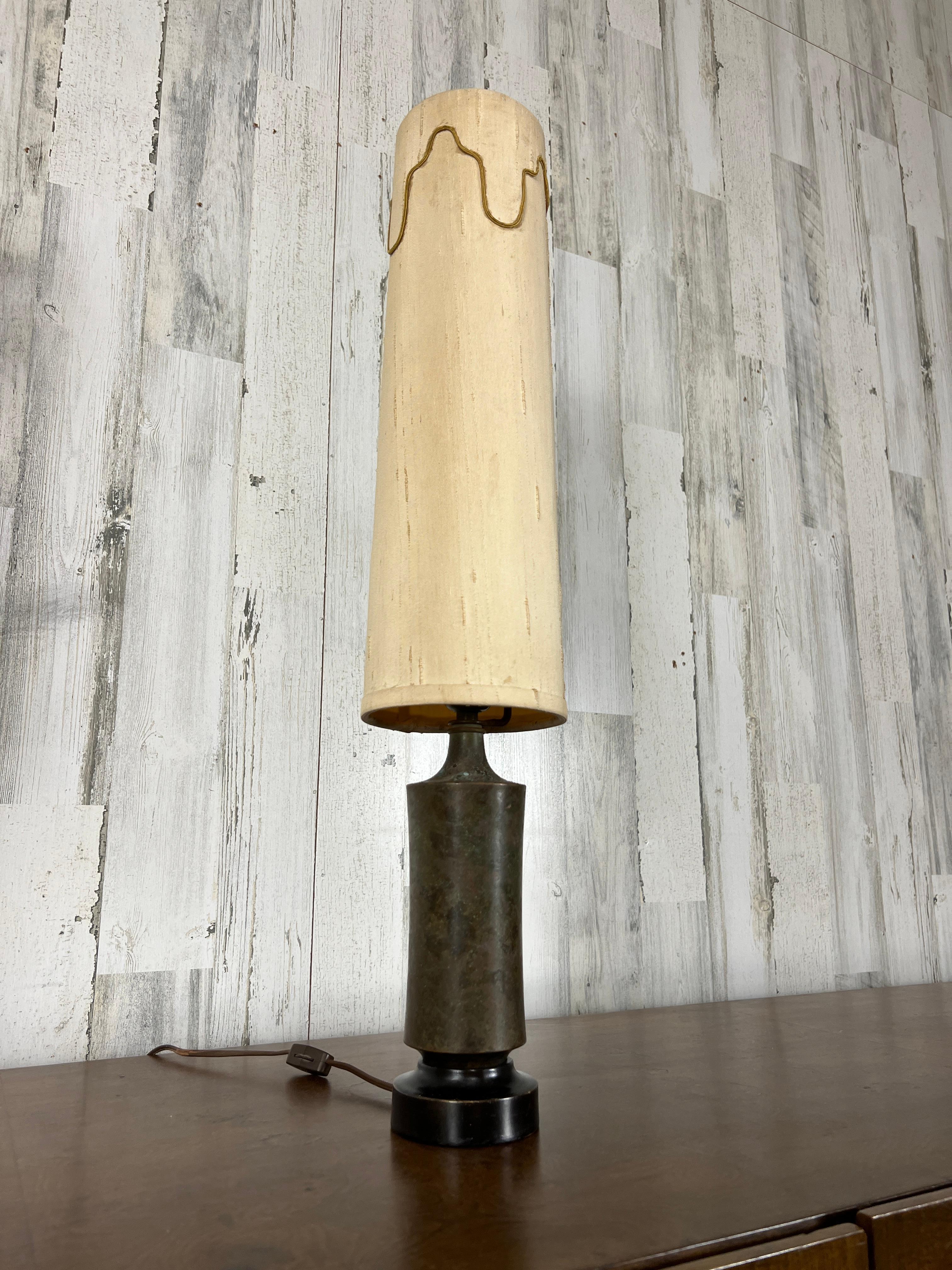 Mid-Century Marble and Wood Table Lamp For Sale 8