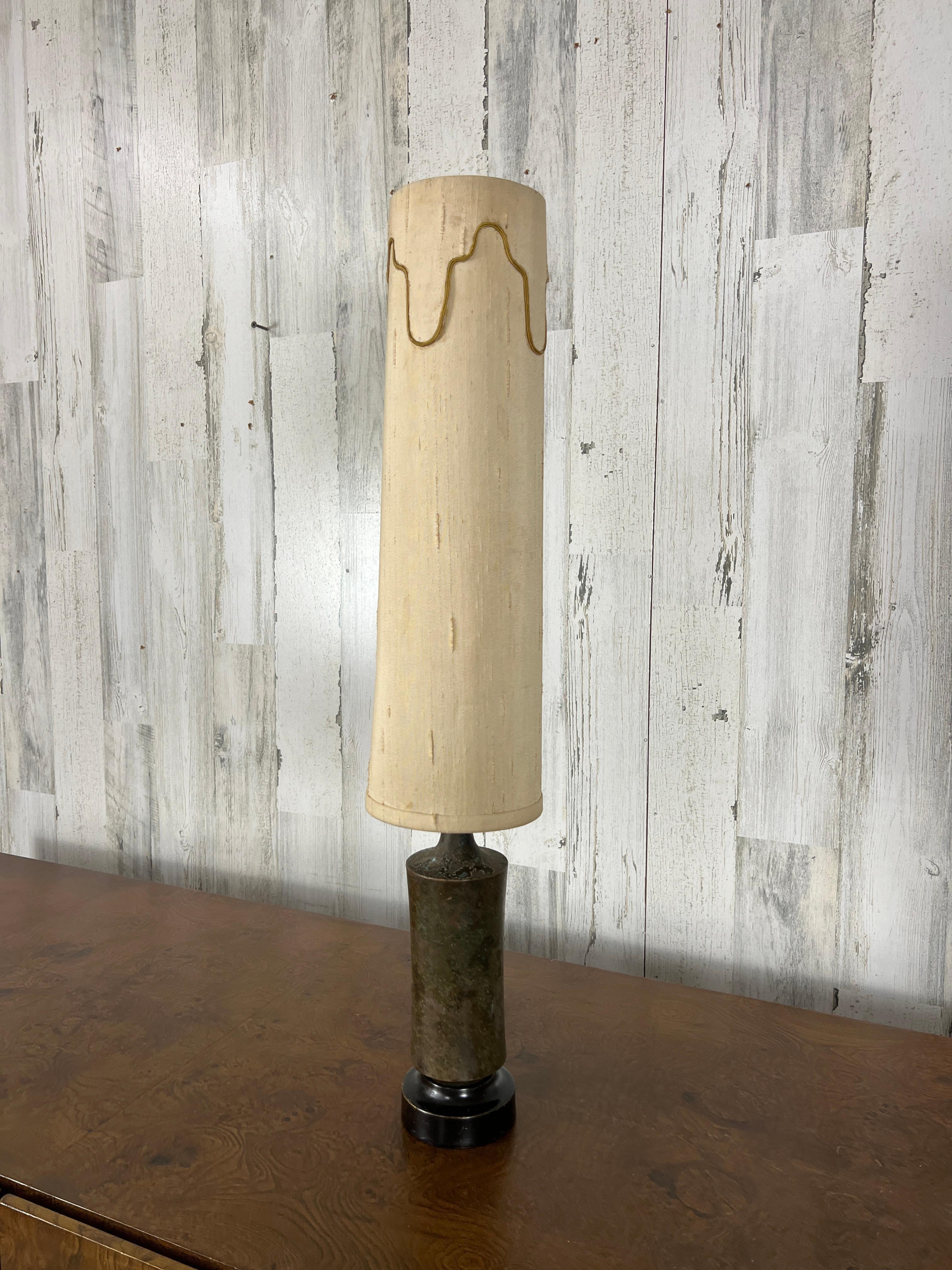 American Mid-Century Marble and Wood Table Lamp For Sale