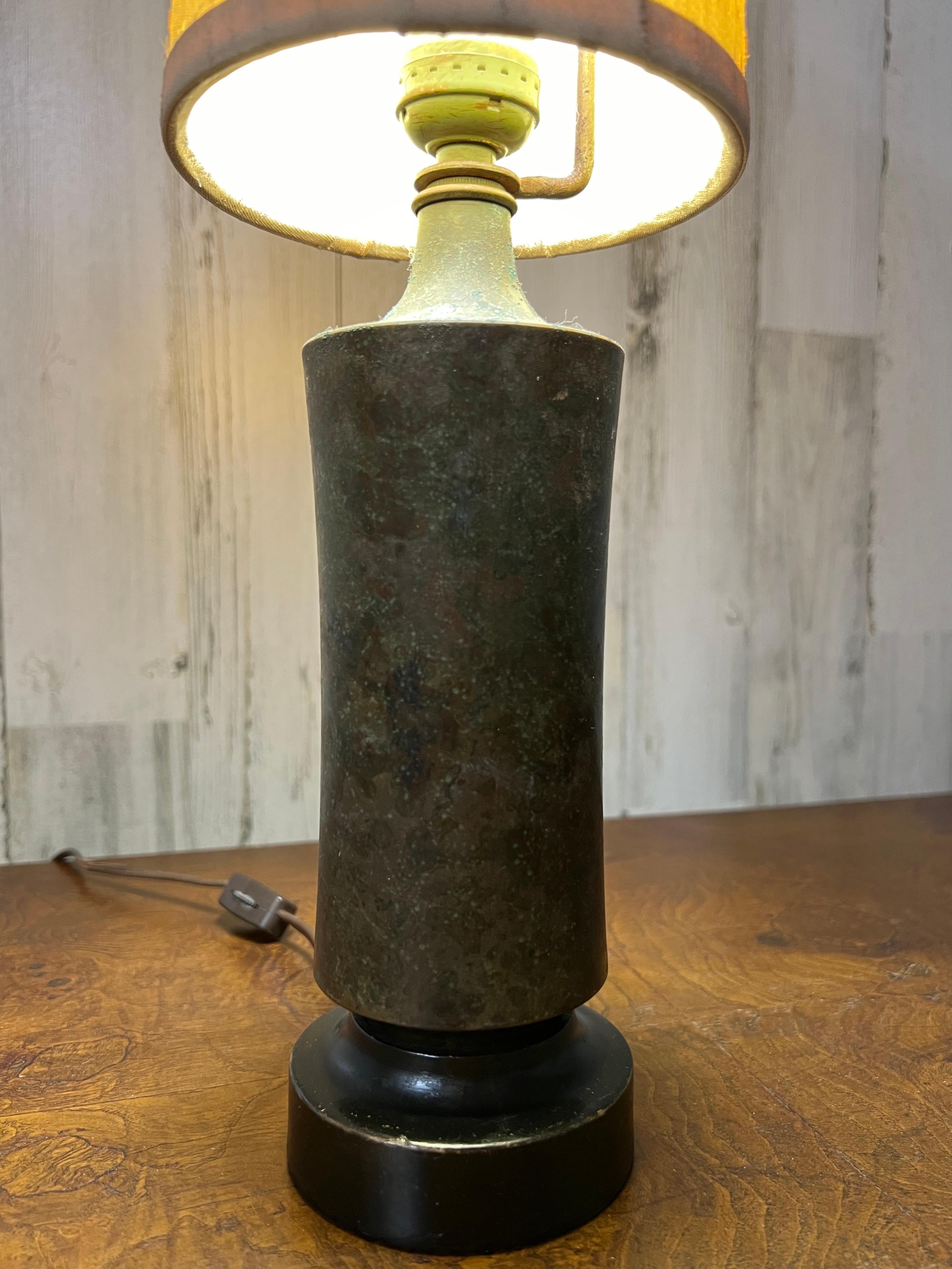 20th Century Mid-Century Marble and Wood Table Lamp For Sale