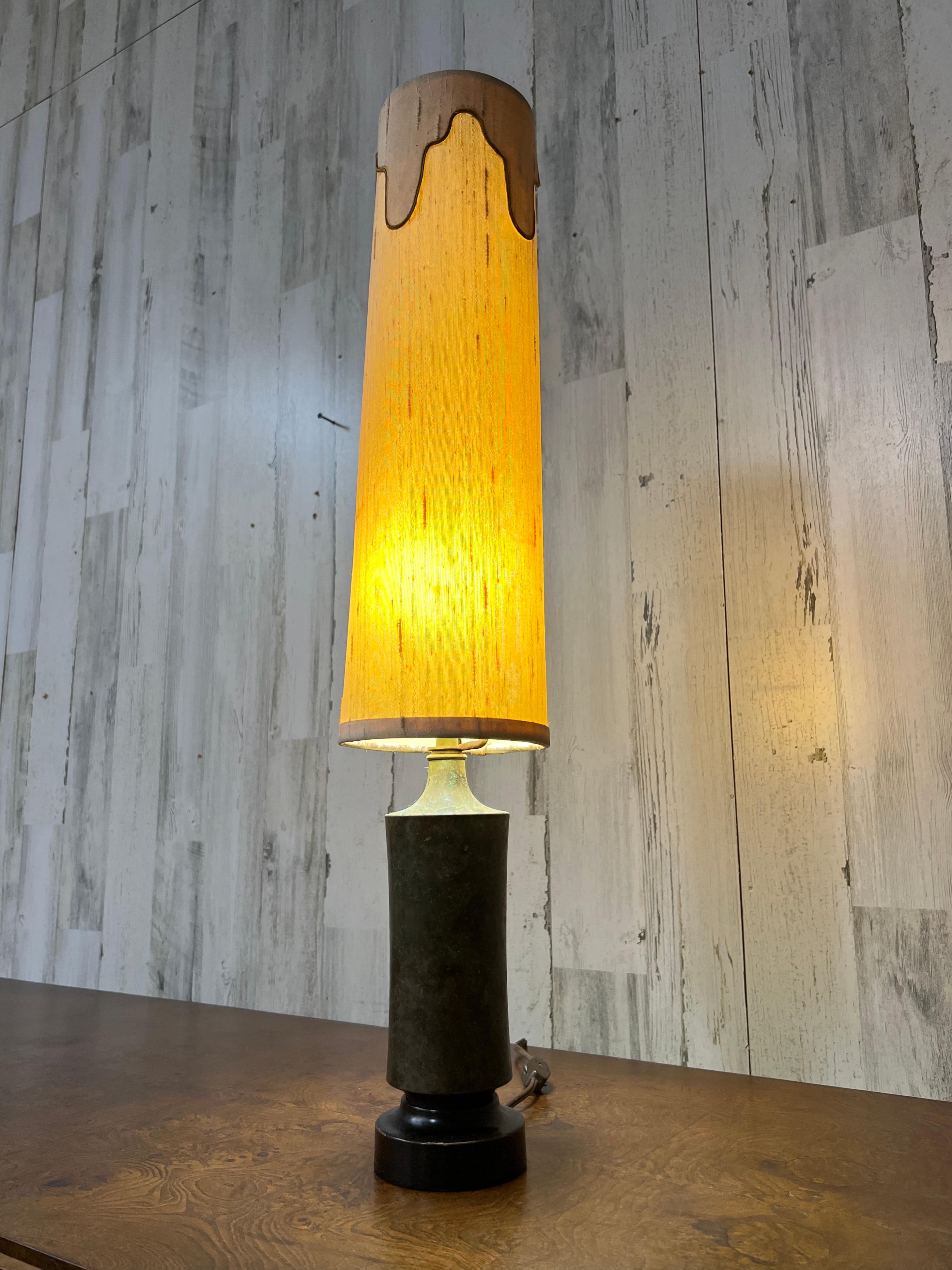 Mid-Century Marble and Wood Table Lamp For Sale 3