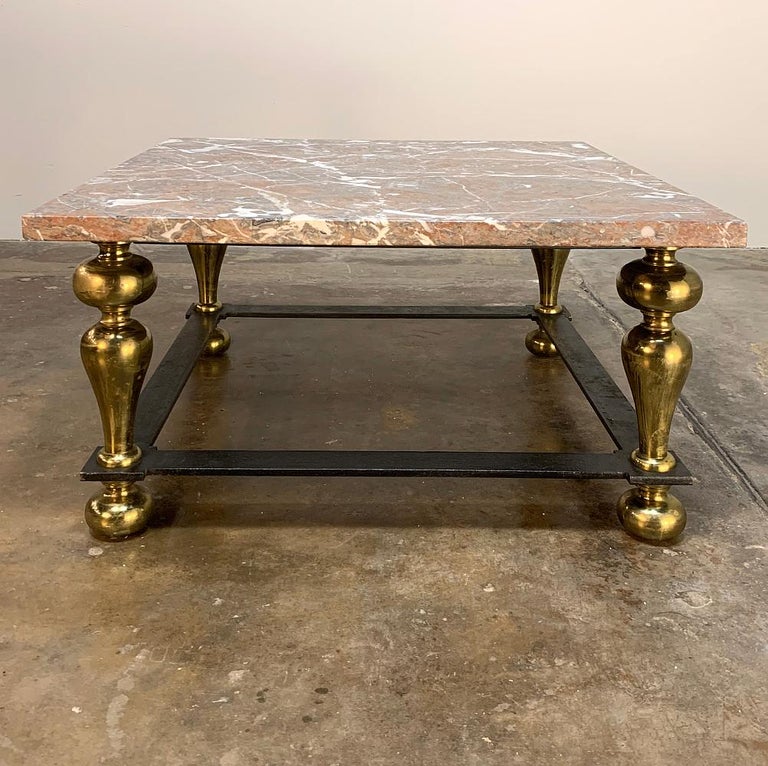 Midcentury Marble and Brass Coffee Table For Sale at 1stdibs