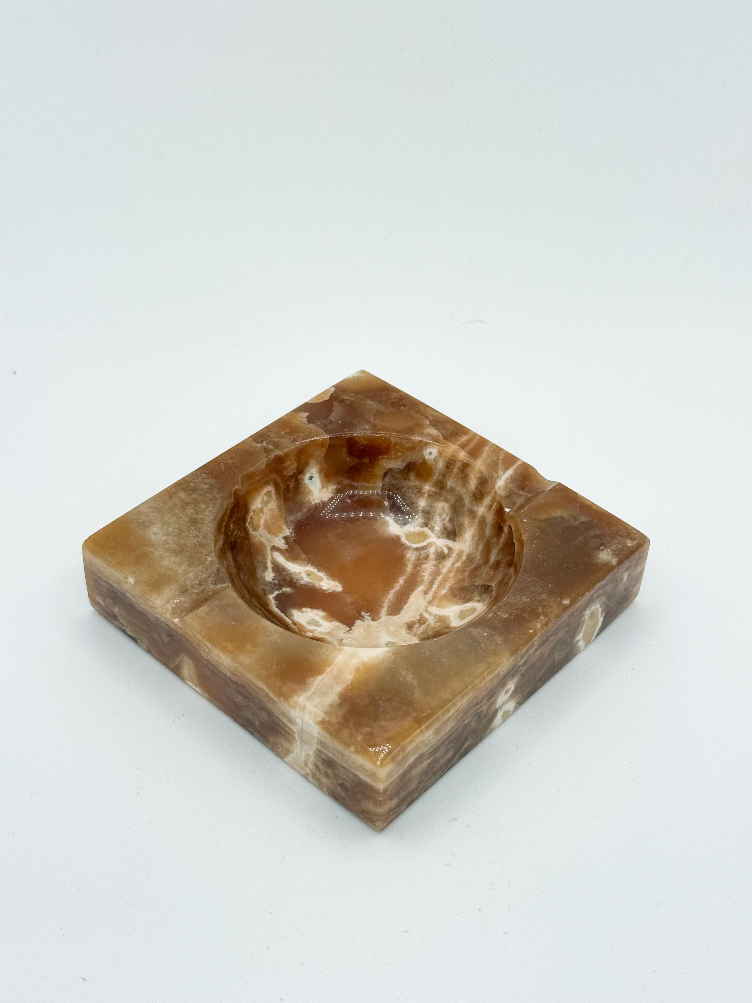 Mid-Century Modern Mid-Century Marble Catchall Ashtray, 1970s Brown, Cream, and White Catchall