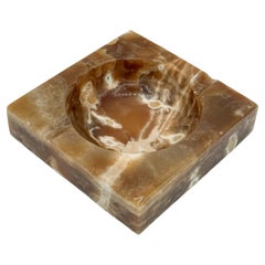 Mid-Century Marble Catchall Ashtray, 1970s Brown, Cream, and White Catchall