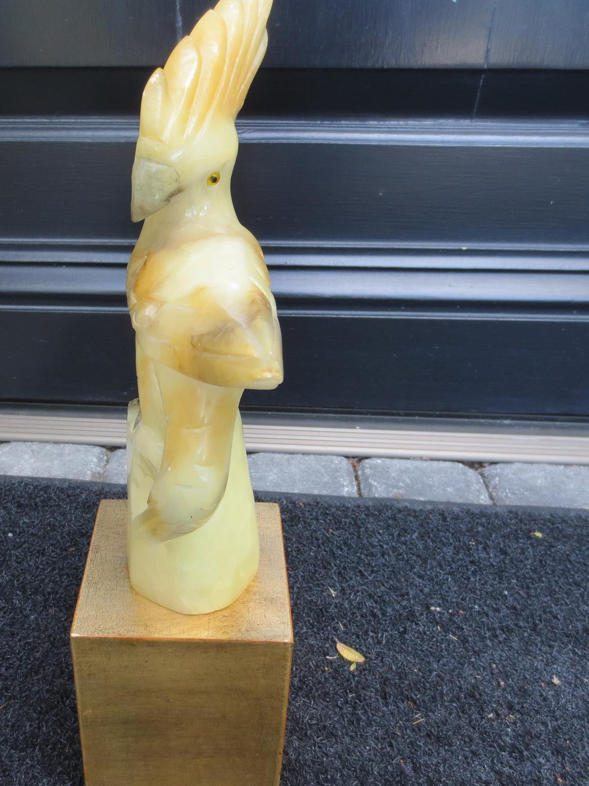 20th Century Midcentury Marble Cockatoo on Giltwood Base For Sale