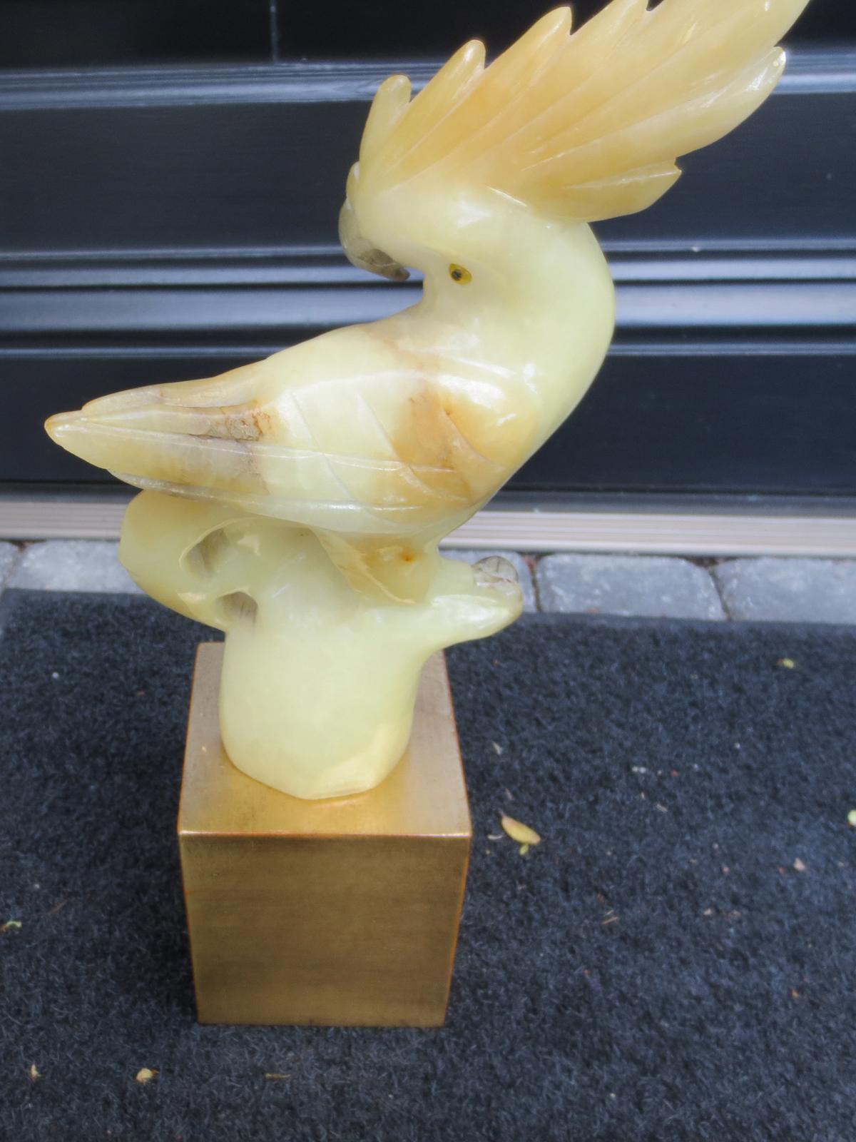 Midcentury Marble Cockatoo on Giltwood Base For Sale 1