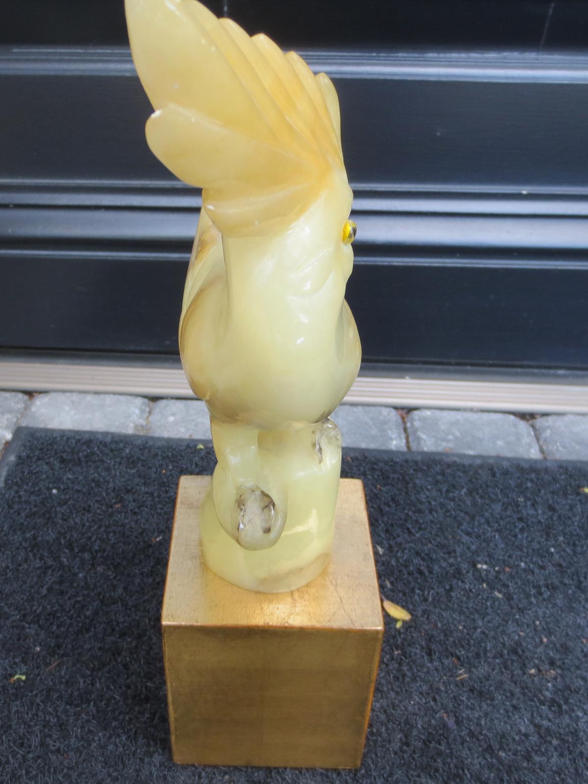 Midcentury Marble Cockatoo on Giltwood Base For Sale 2