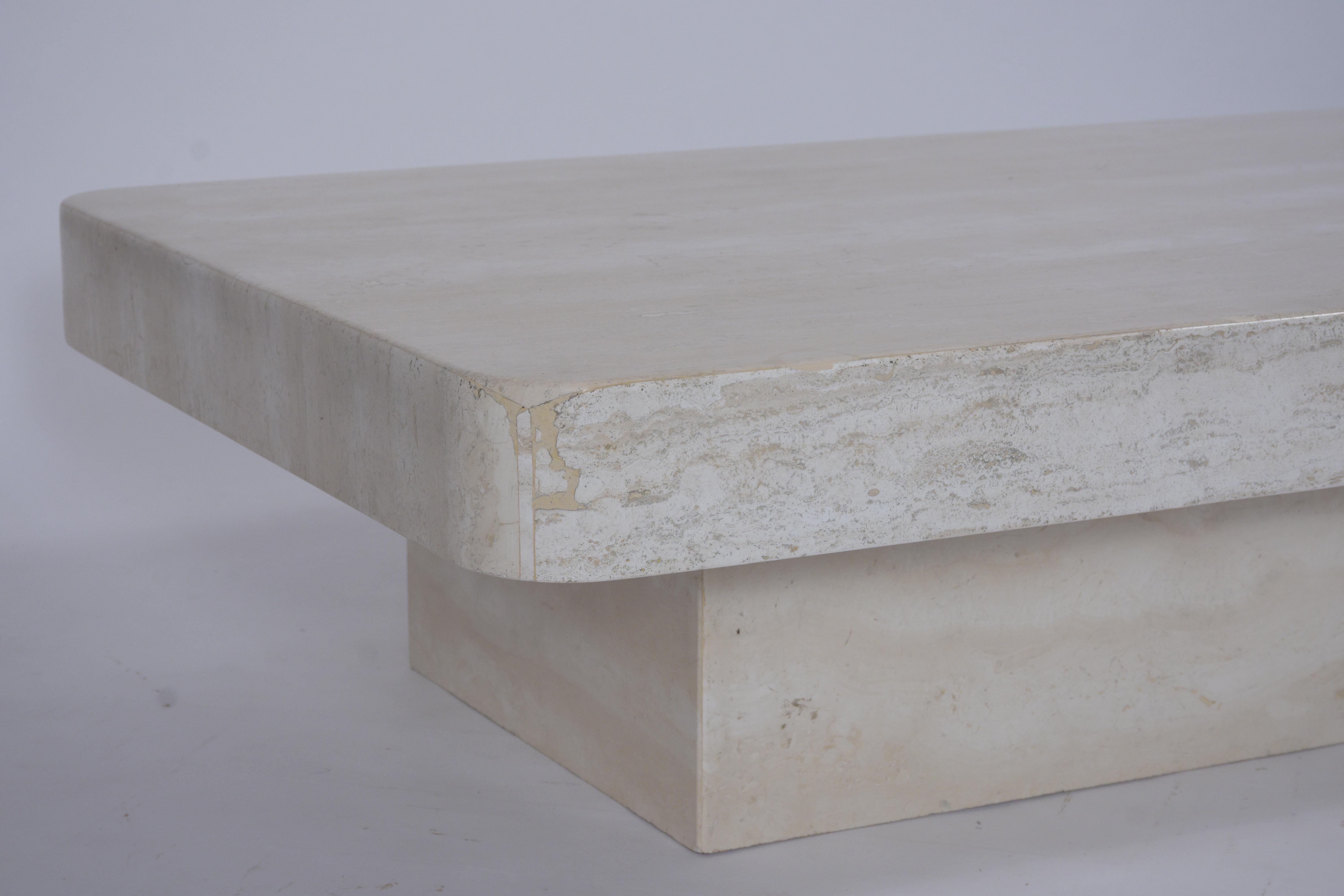 American Modern Travertine Marble Coffee Table