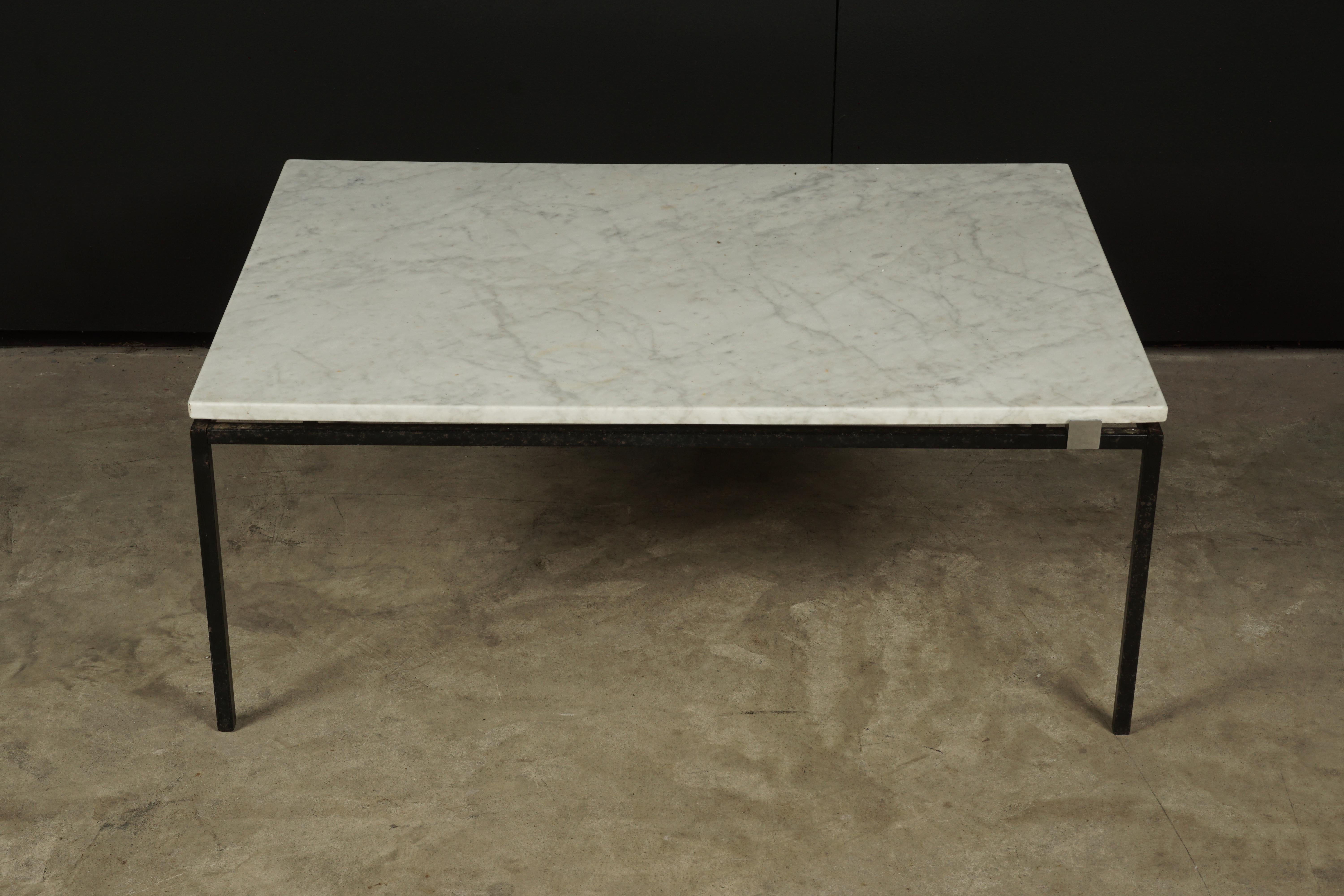 Midcentury marble coffee table, from France, 1970s. Steel base. Light patina and wear.