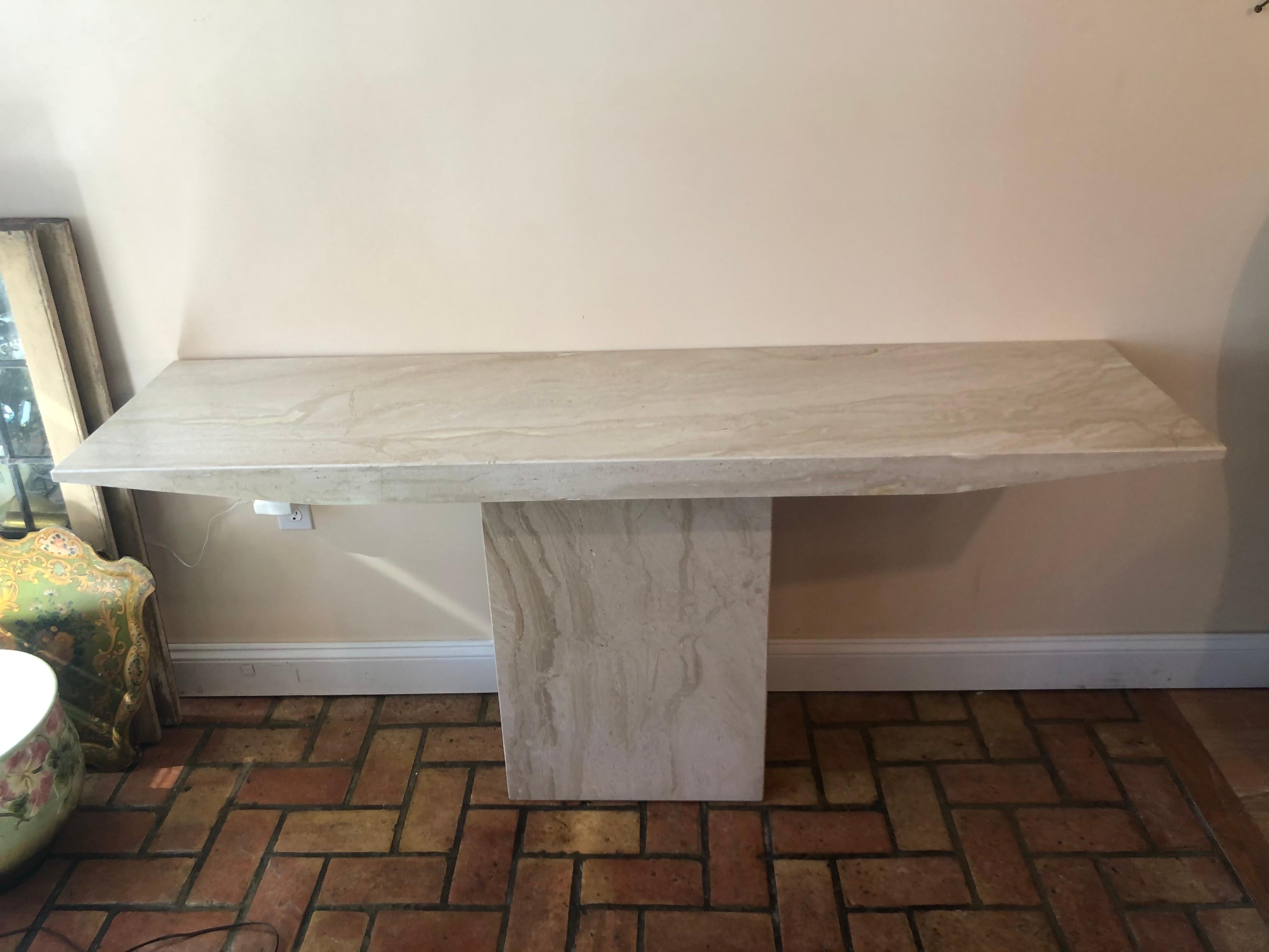 Polished Mid Century Marble Console Table