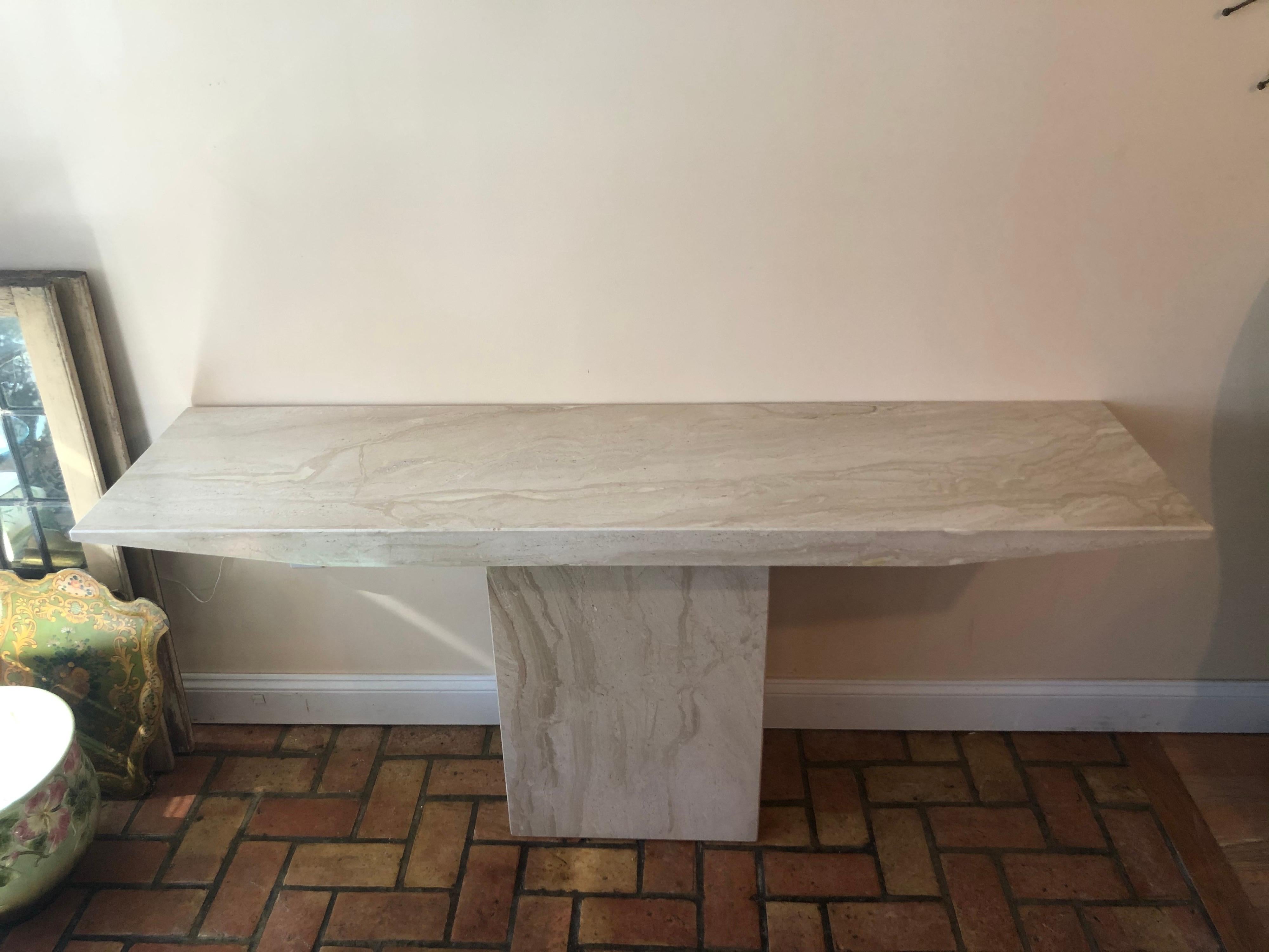 Mid Century Marble Console Table In Good Condition In Redding, CT