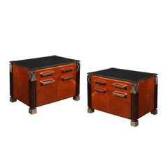 Mid-Century Marble, Macassar  & Walnut End Tables / Nightstands  by Lorin Marsh